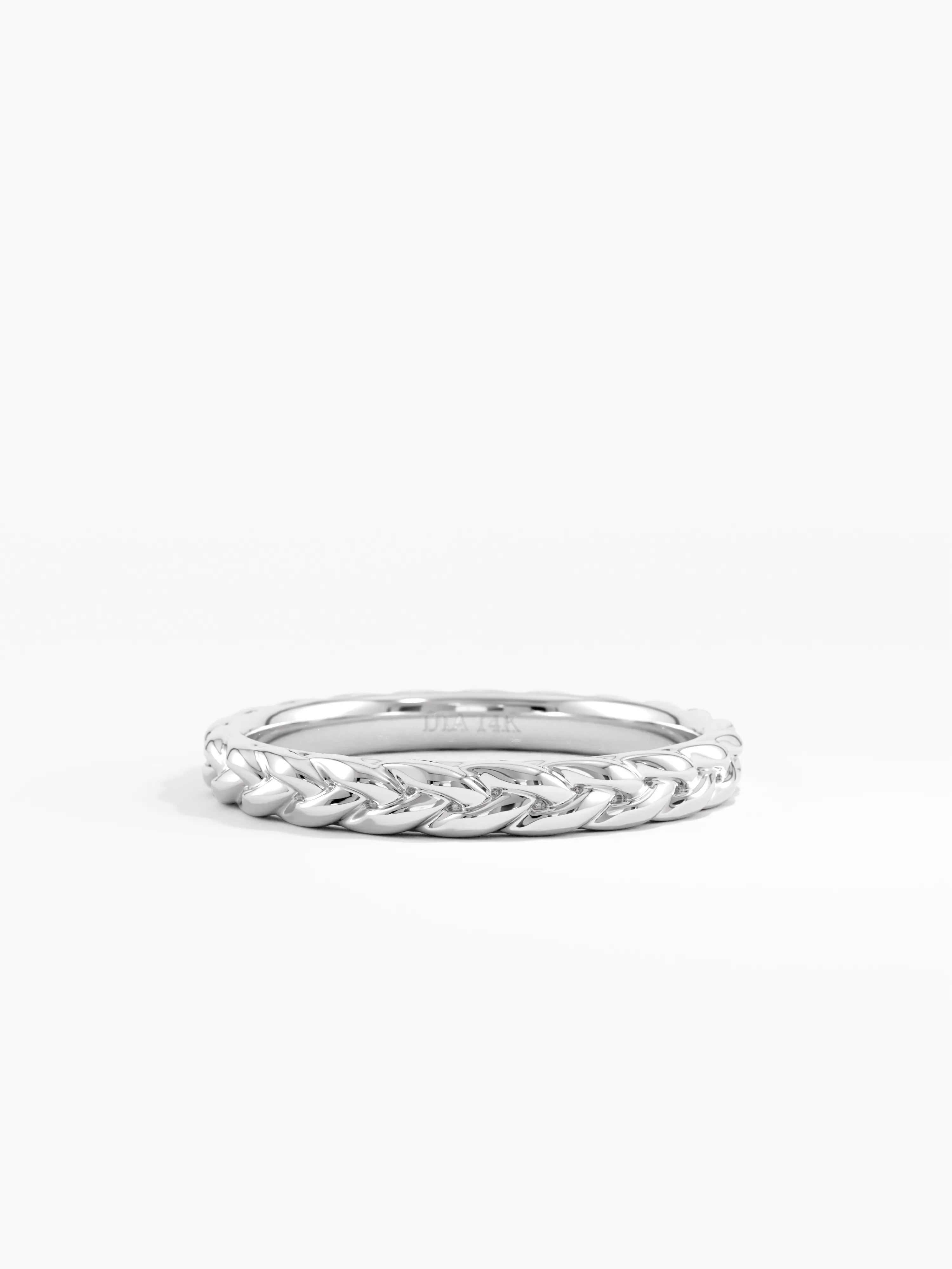 Braided Wedding Band, solid gold ring, view 6 | DiaFifth