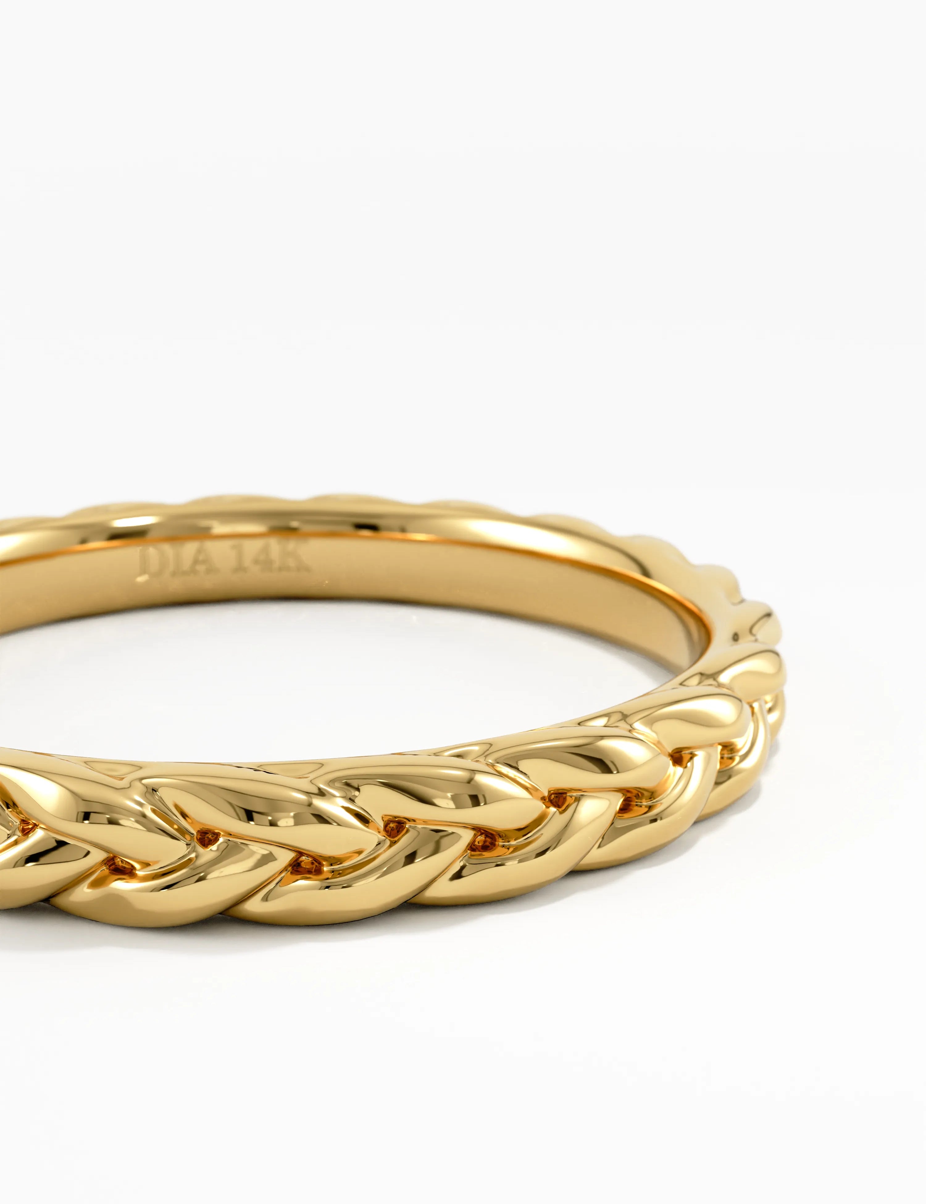 Braided Wedding Band, solid gold ring, view 2 | DiaFifth