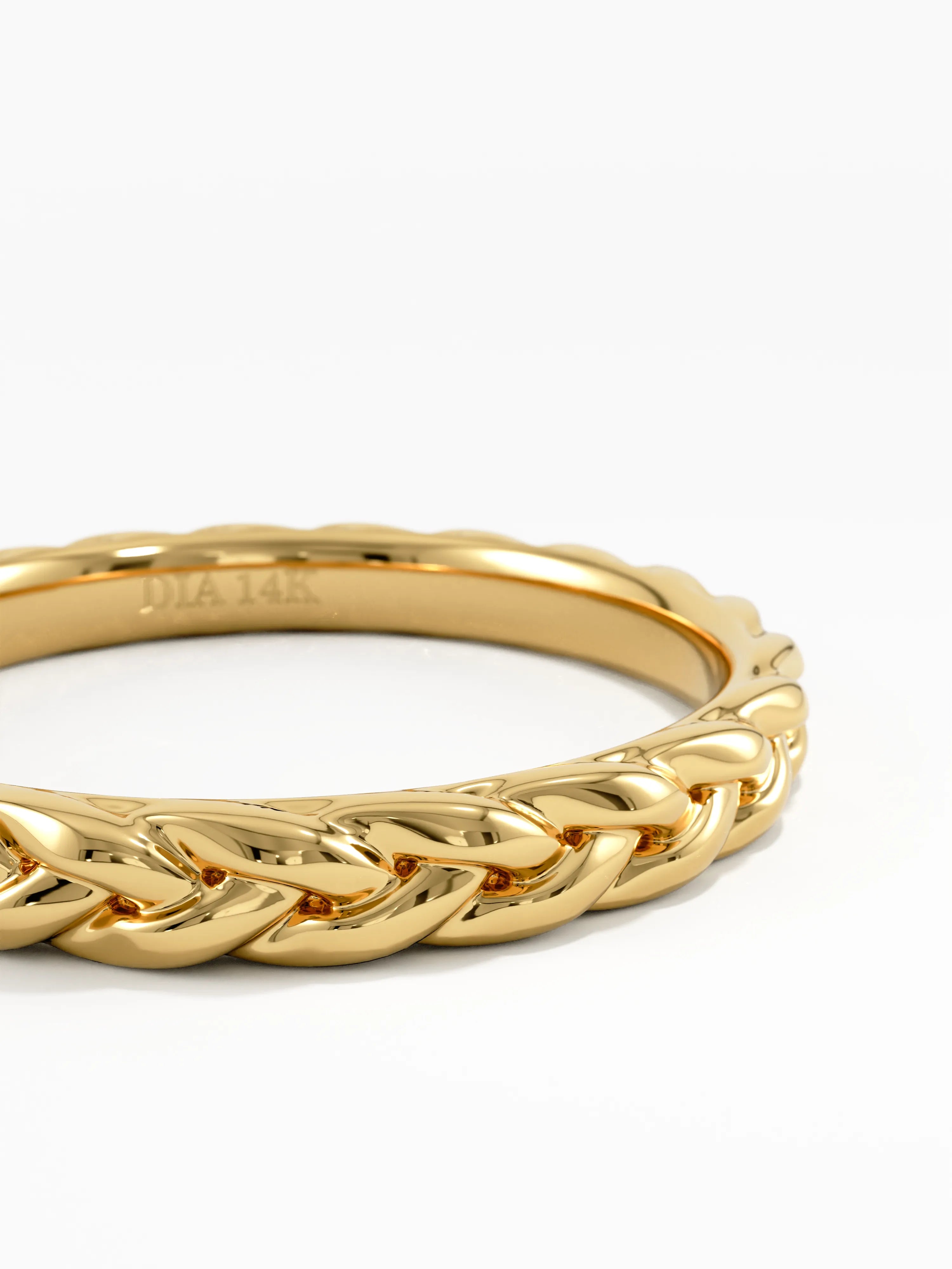 Braided Wedding Band, solid gold ring, view 2 | DiaFifth
