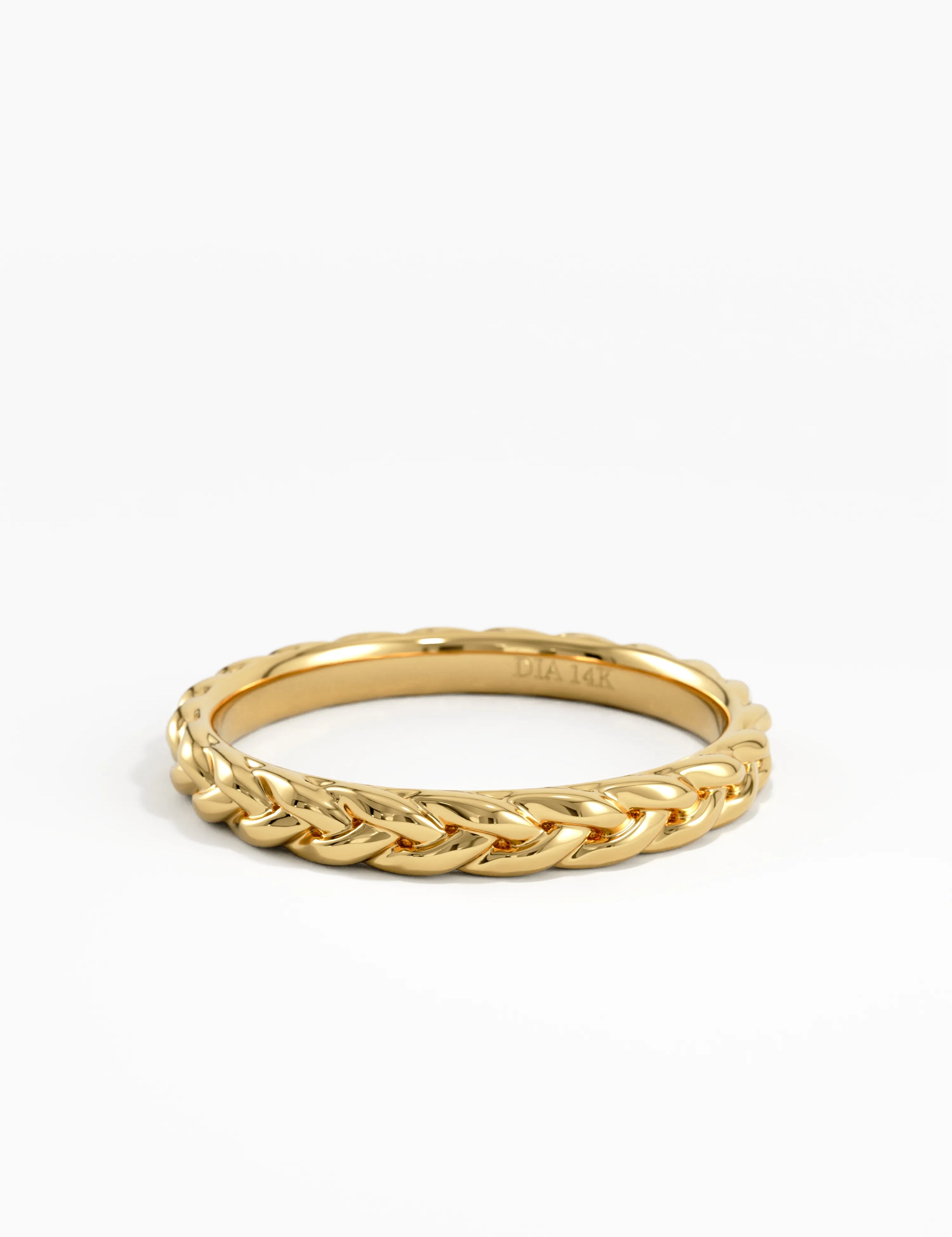 Braided Wedding Band, solid gold ring, view 7 | DiaFifth