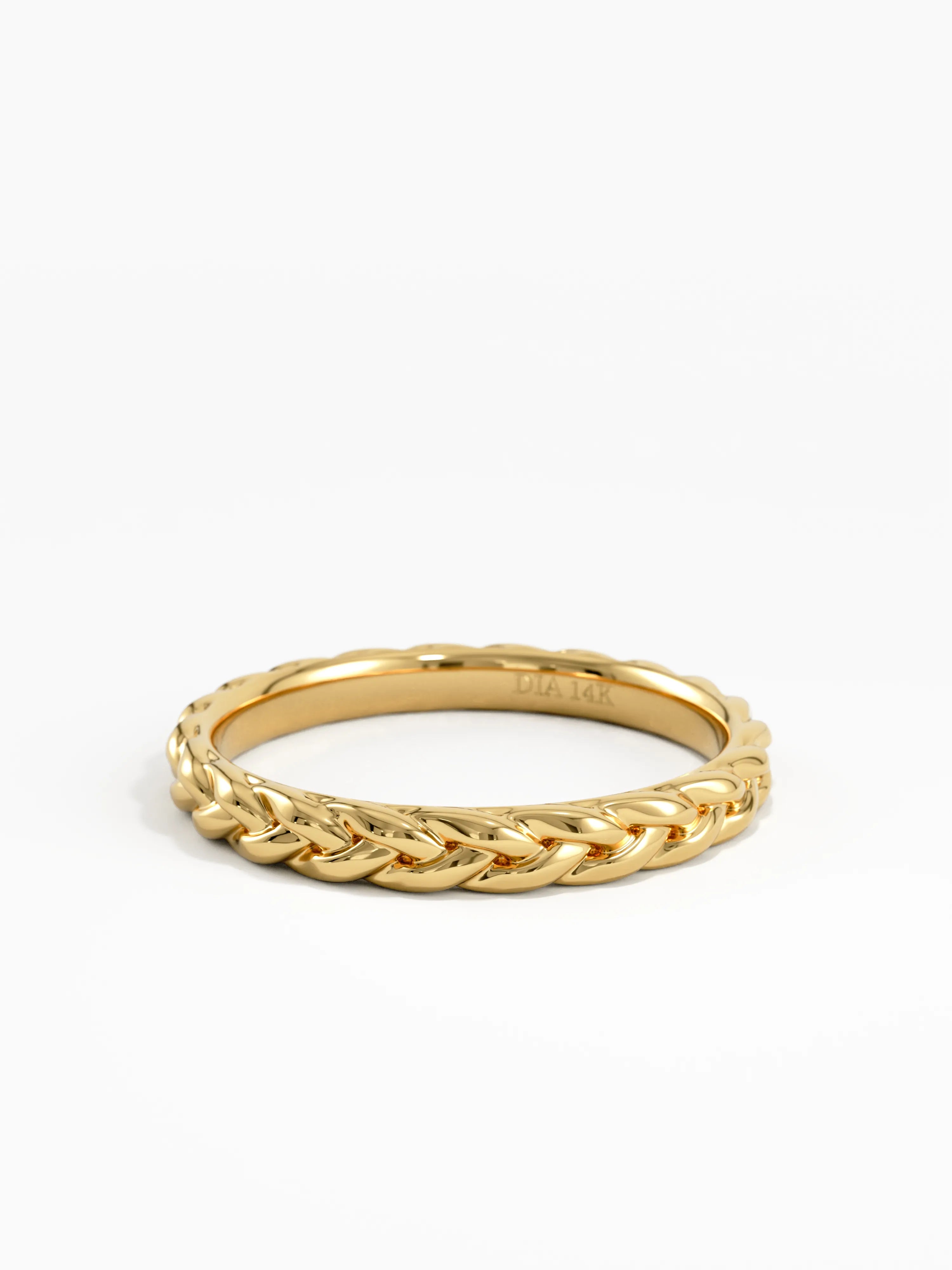 Braided Wedding Band, solid gold ring, view 7 | DiaFifth