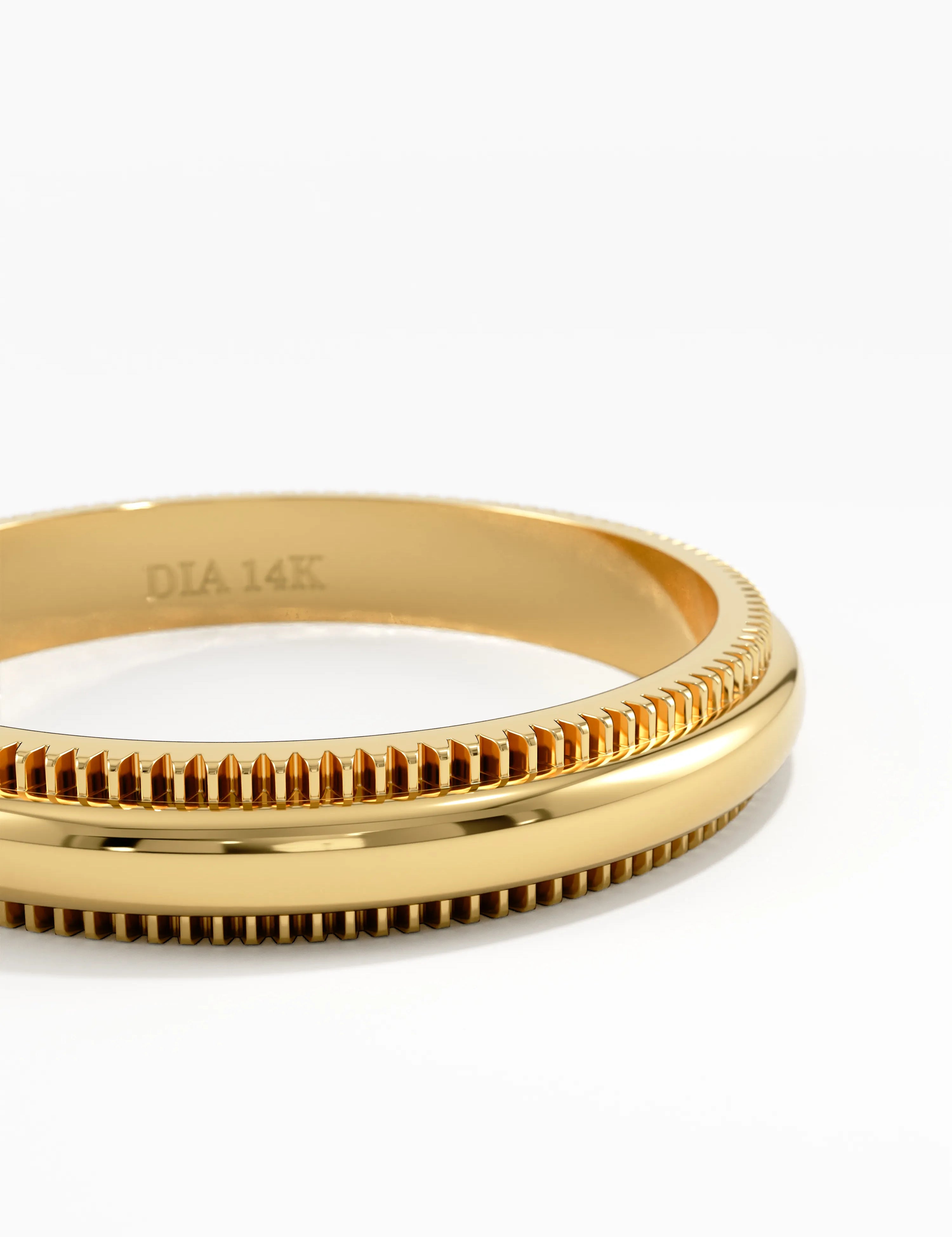Slim Milgrain Band, solid gold ring, view 2 | DiaFifth