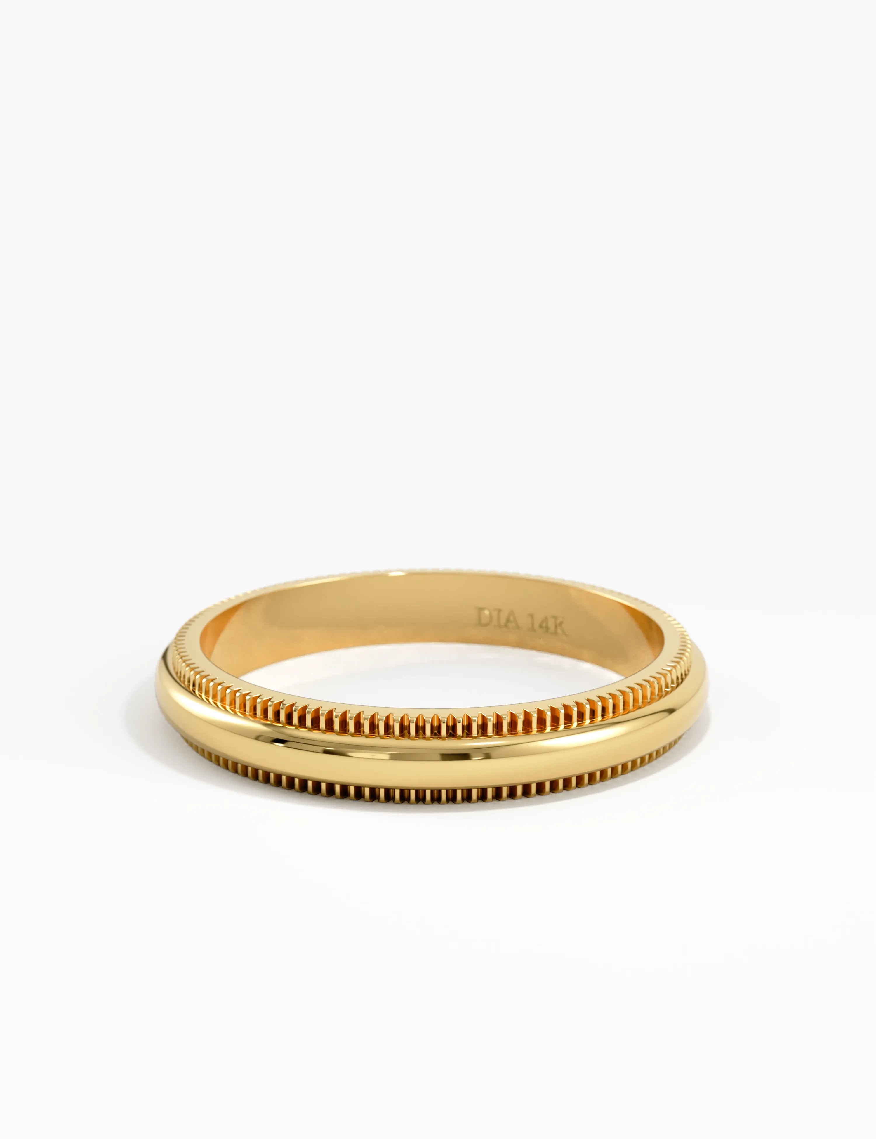 Slim Milgrain Band, solid gold ring, view 8 | DiaFifth