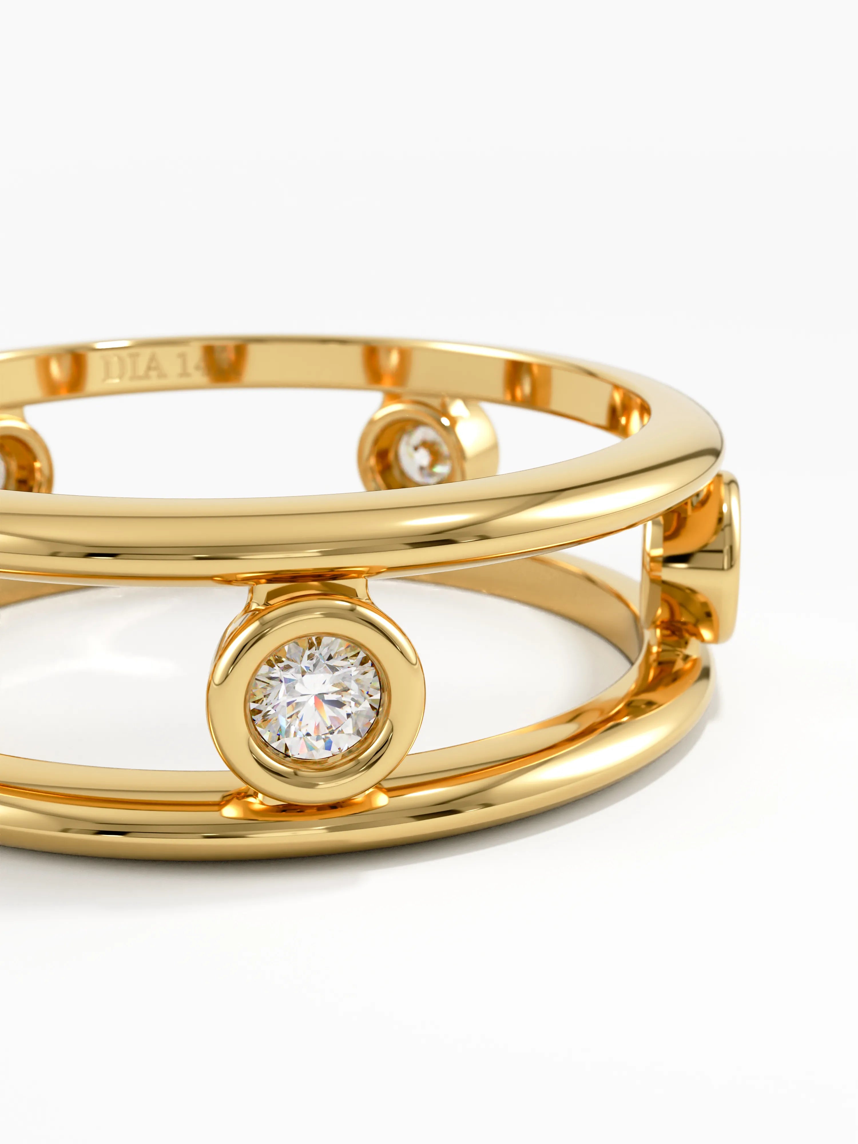Ladder Statement Ring, solid gold ring, view 2 | DiaFifth