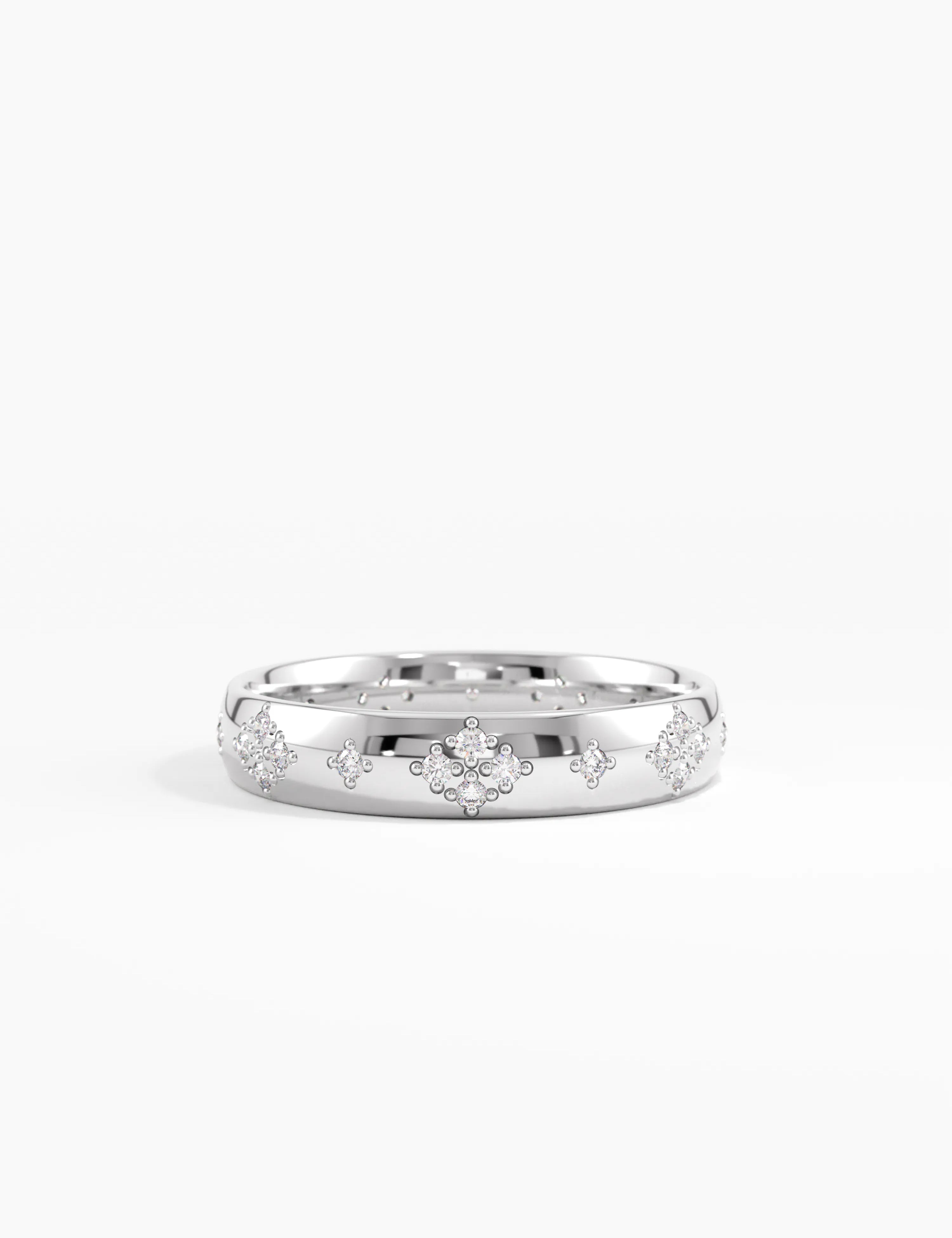 Star Set Vintage Wedding Band, solid gold ring, view 7 | DiaFifth