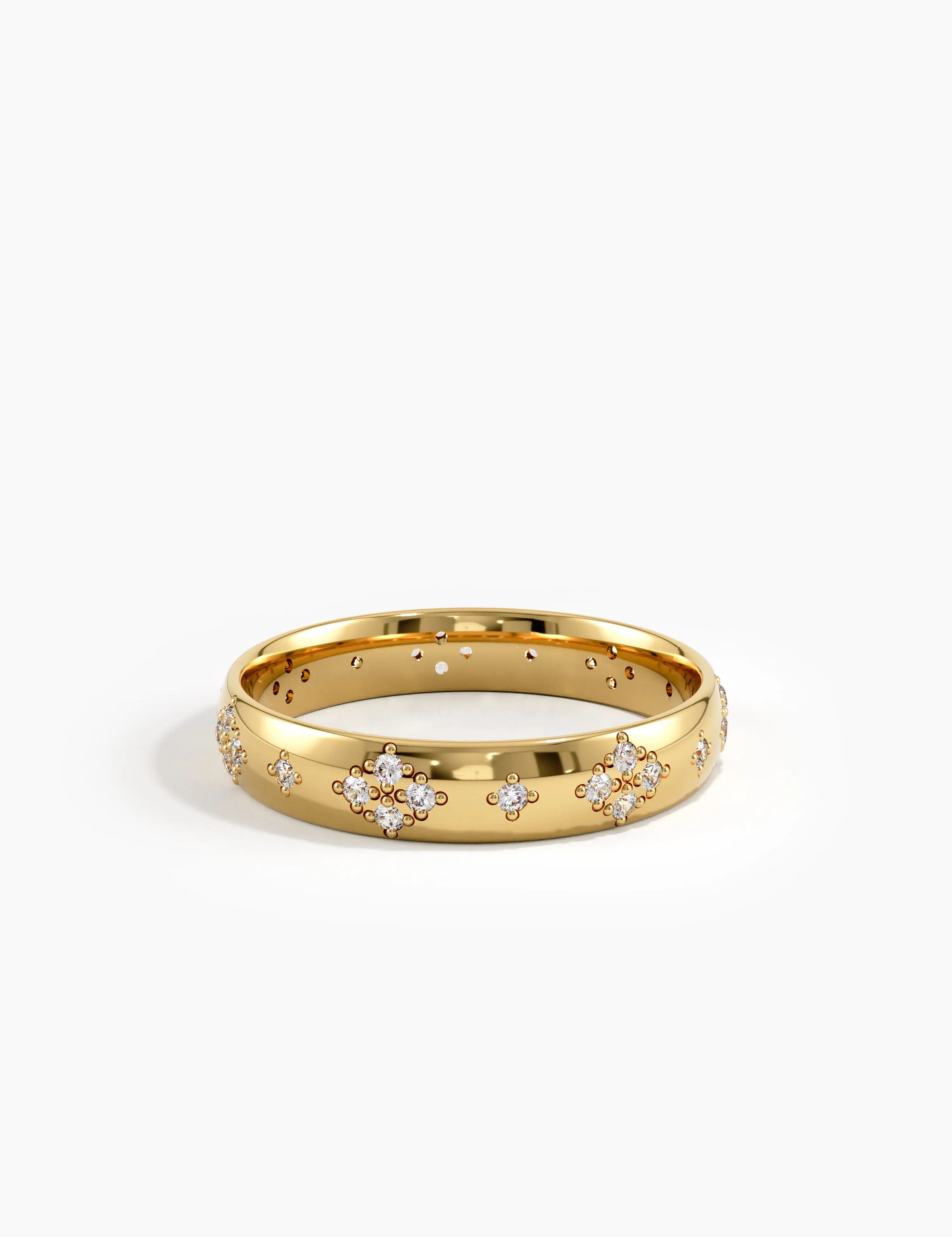 Star Set Vintage Wedding Band, solid gold ring, view 4 | DiaFifth