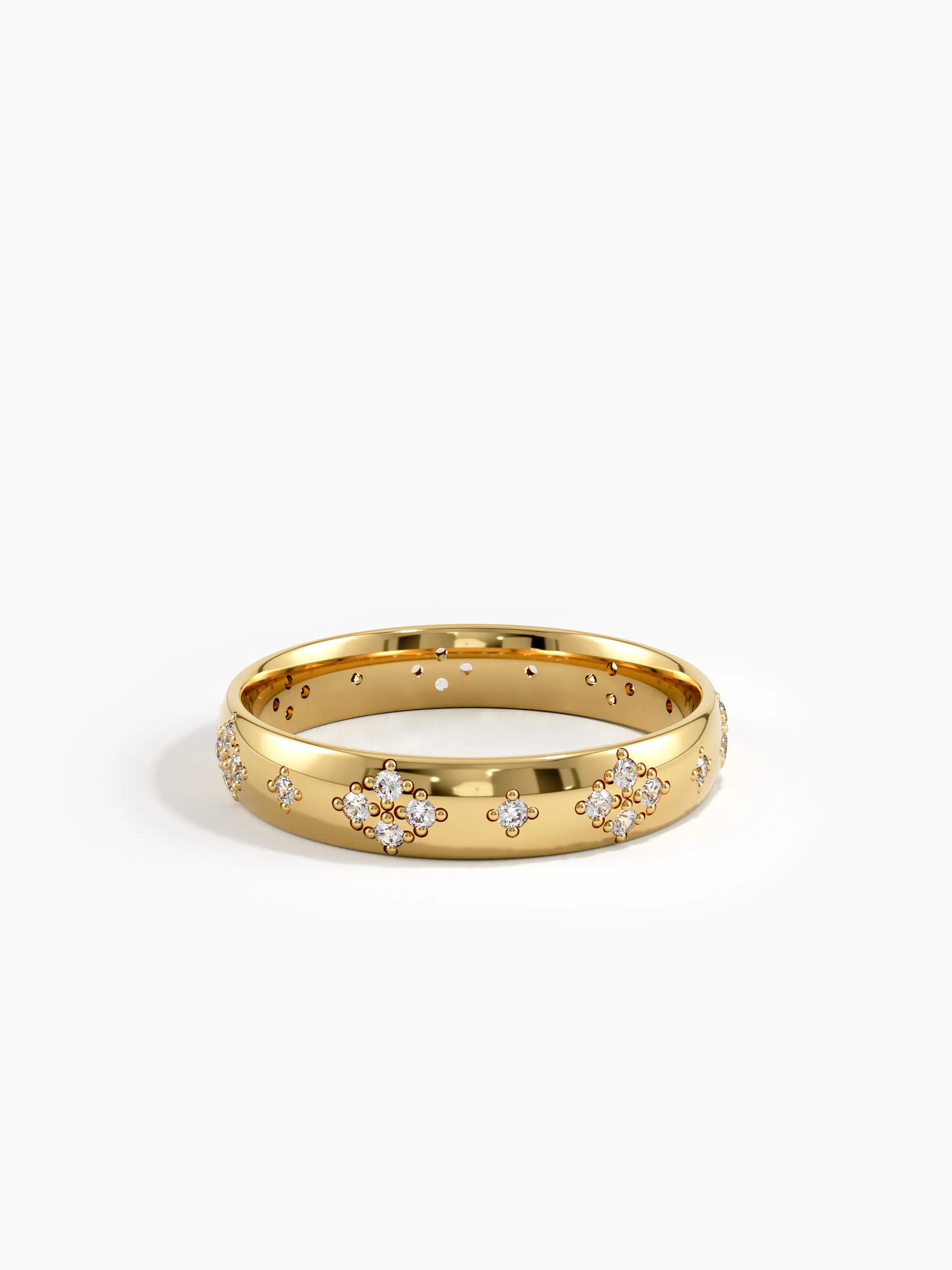 Star Set Vintage Wedding Band, solid gold ring, view 4 | DiaFifth