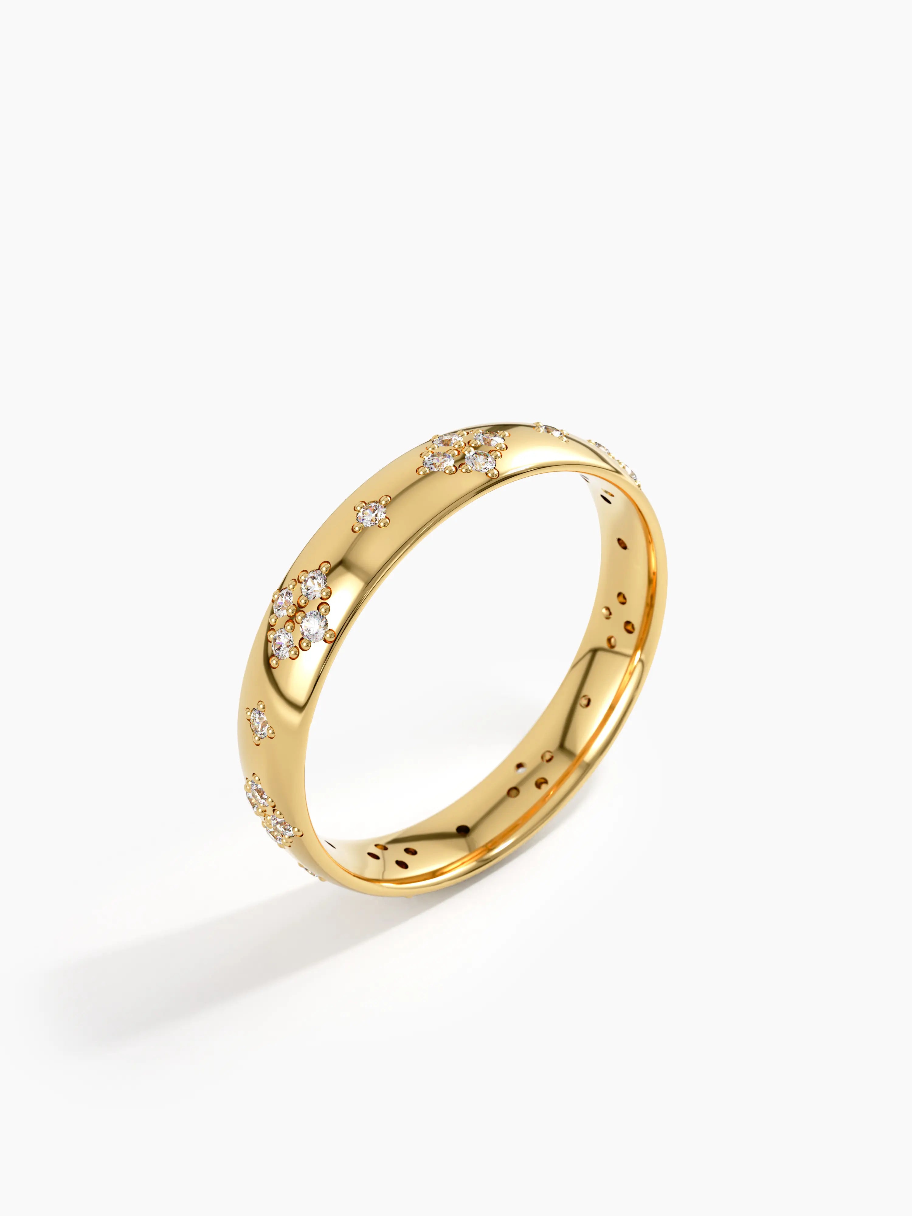 Star Set Vintage Wedding Band, solid gold ring, view 5 | DiaFifth