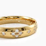 Star Set Vintage Wedding Band, solid gold ring, view 2 | DiaFifth