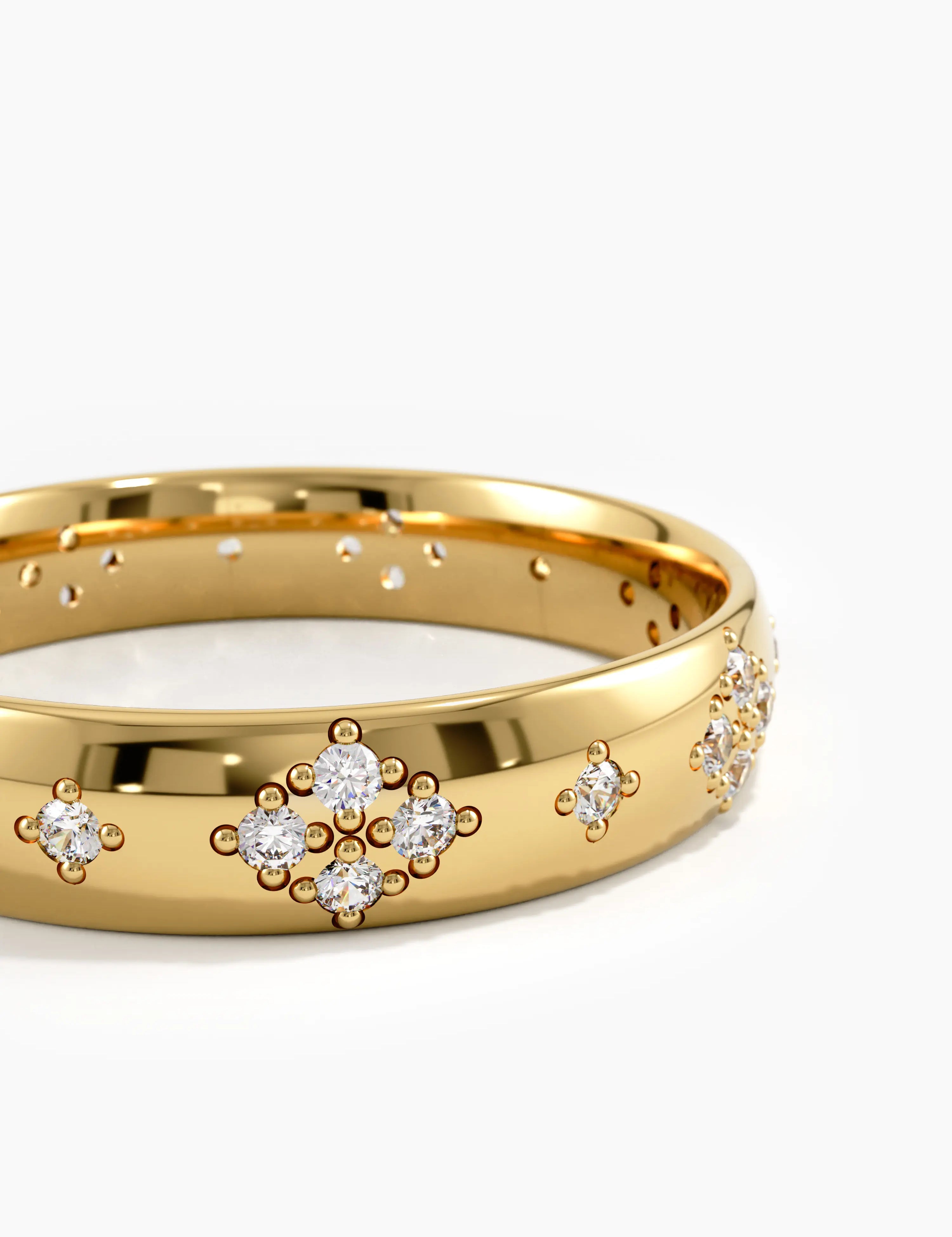Star Set Vintage Wedding Band, solid gold ring, view 2 | DiaFifth