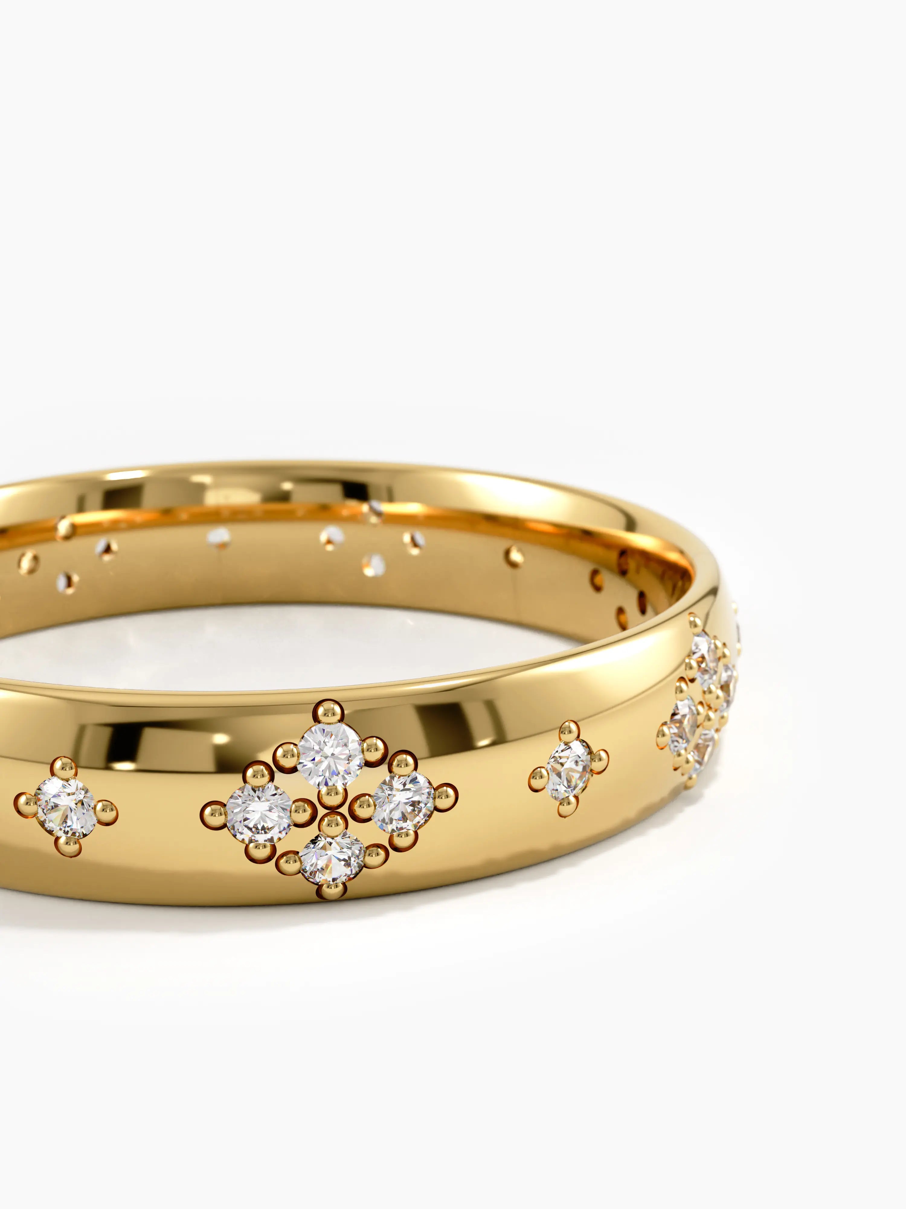 Star Set Vintage Wedding Band, solid gold ring, view 2 | DiaFifth