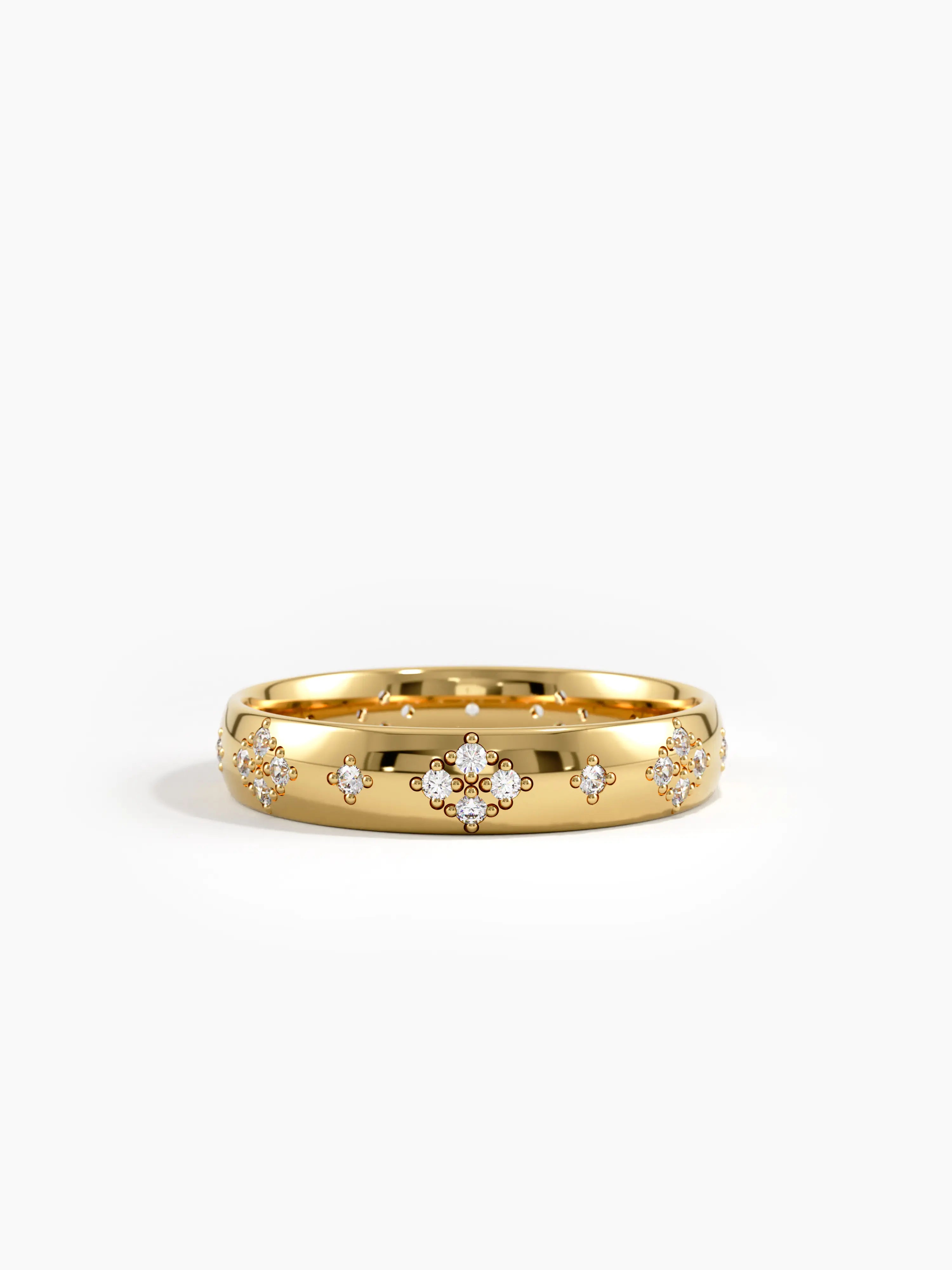 Star Set Vintage Wedding Band, solid gold ring | DiaFifth
