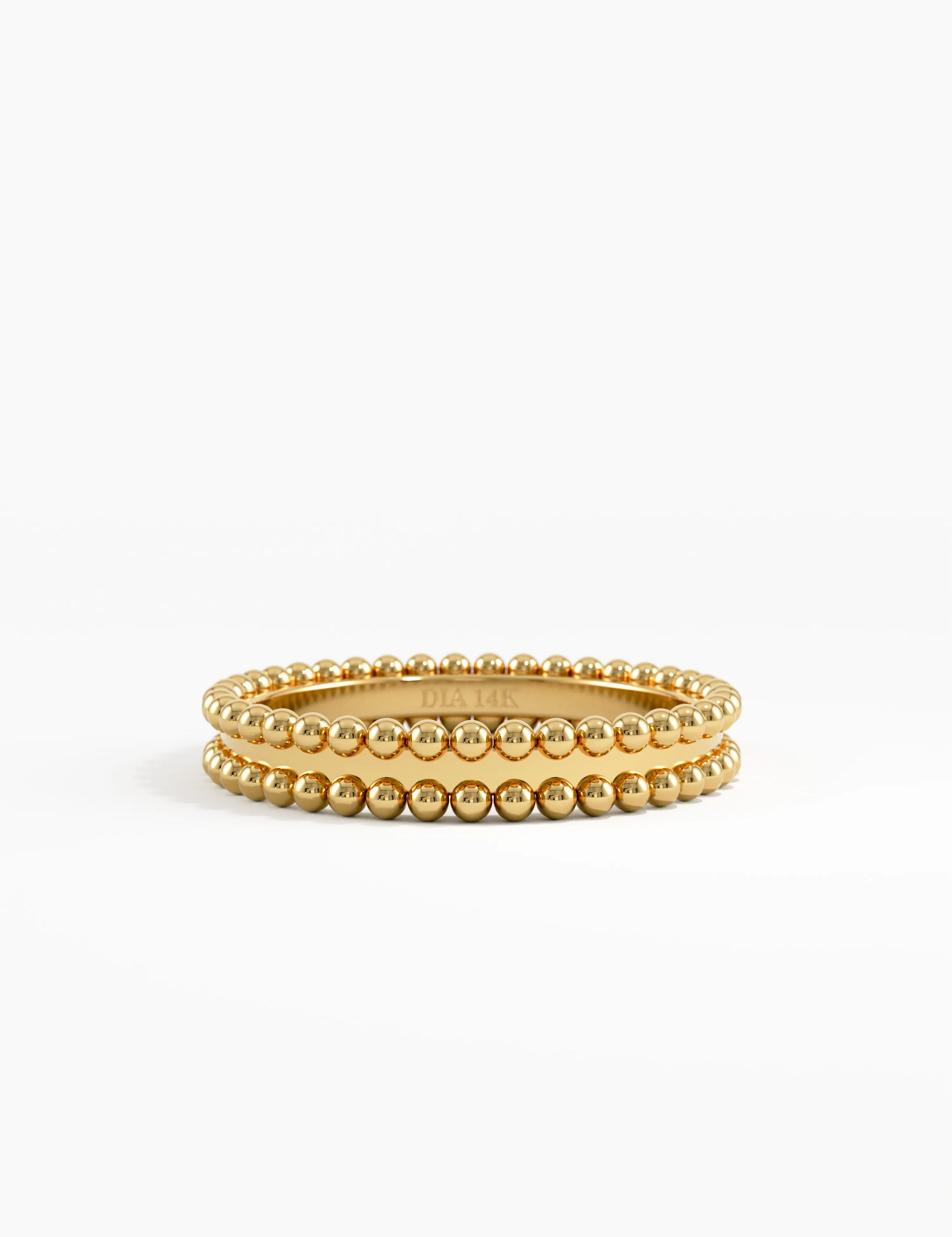 Beaded Wedding Band, solid gold ring | DiaFifth