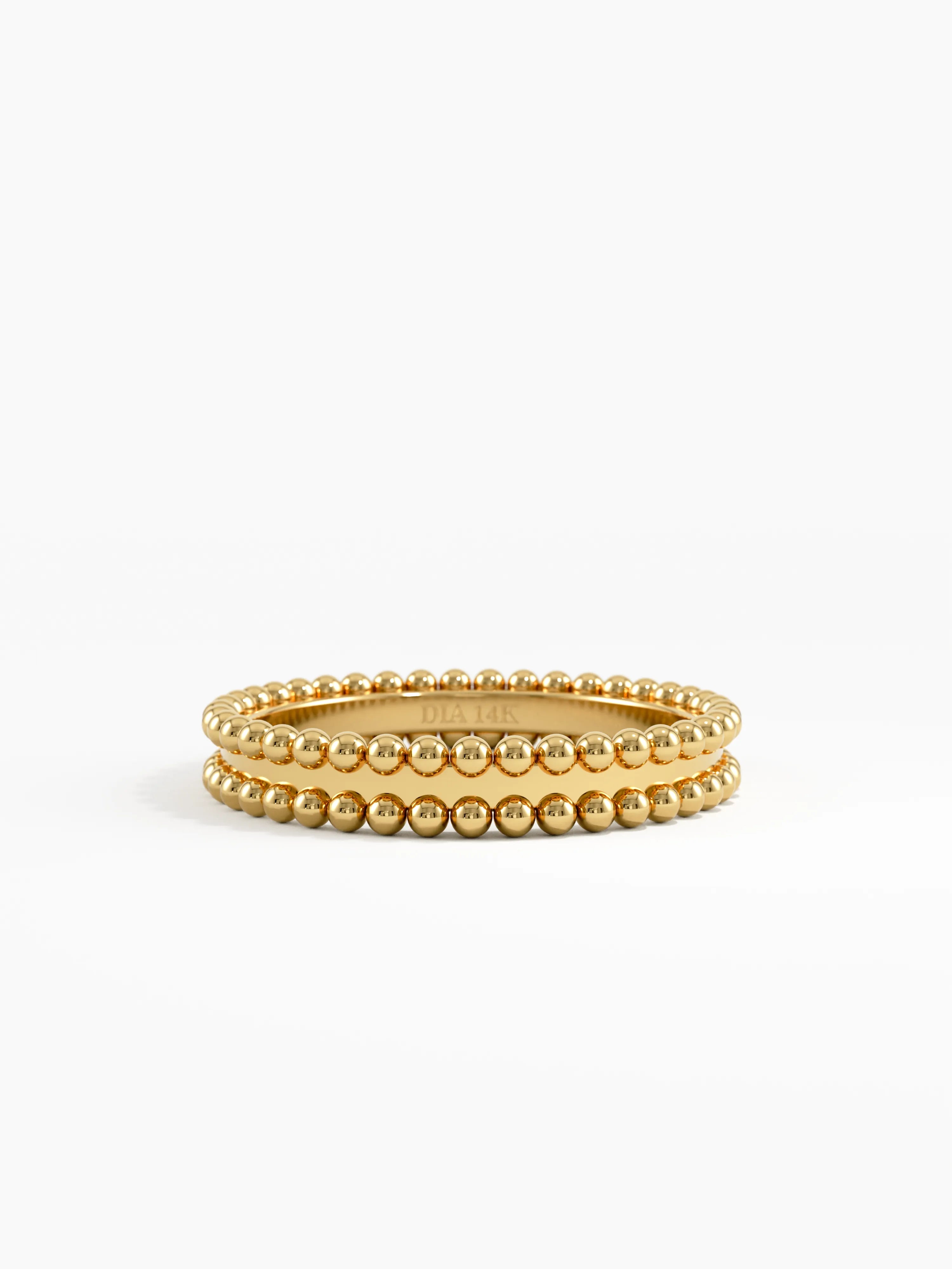 Beaded Wedding Band, solid gold ring | DiaFifth