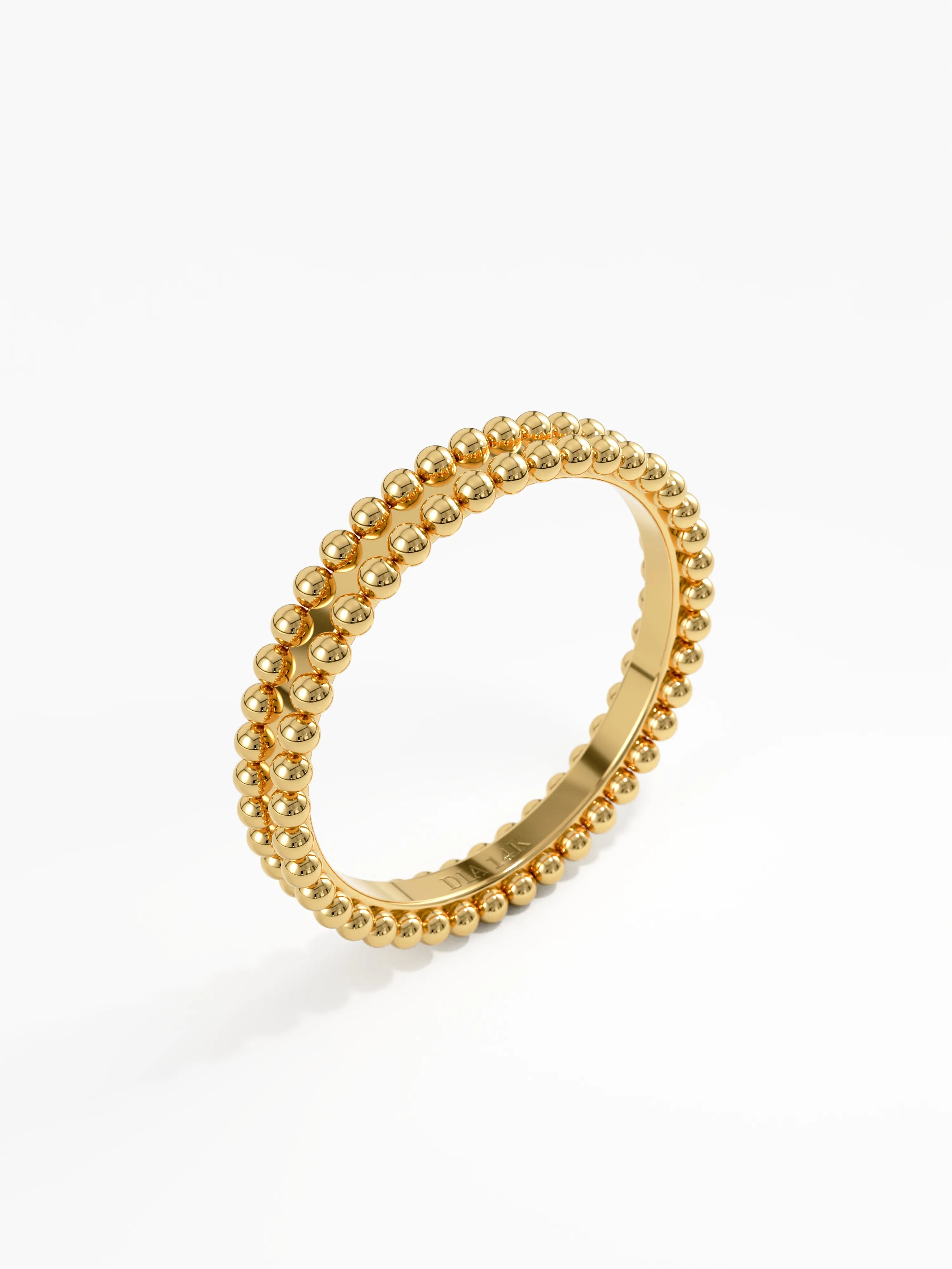 Beaded Wedding Band, solid gold ring, view 4 | DiaFifth