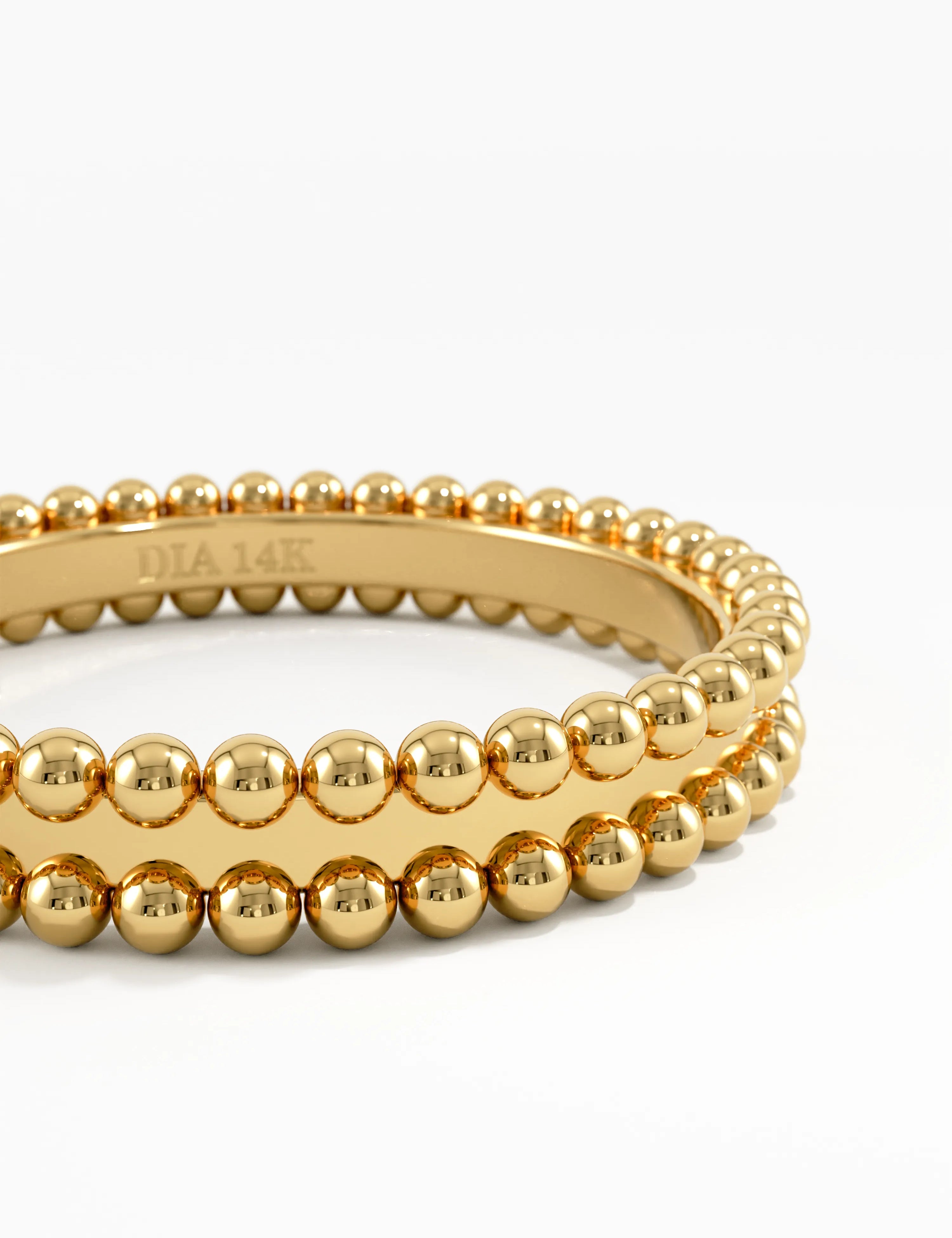 Beaded Wedding Band, solid gold ring, view 2 | DiaFifth