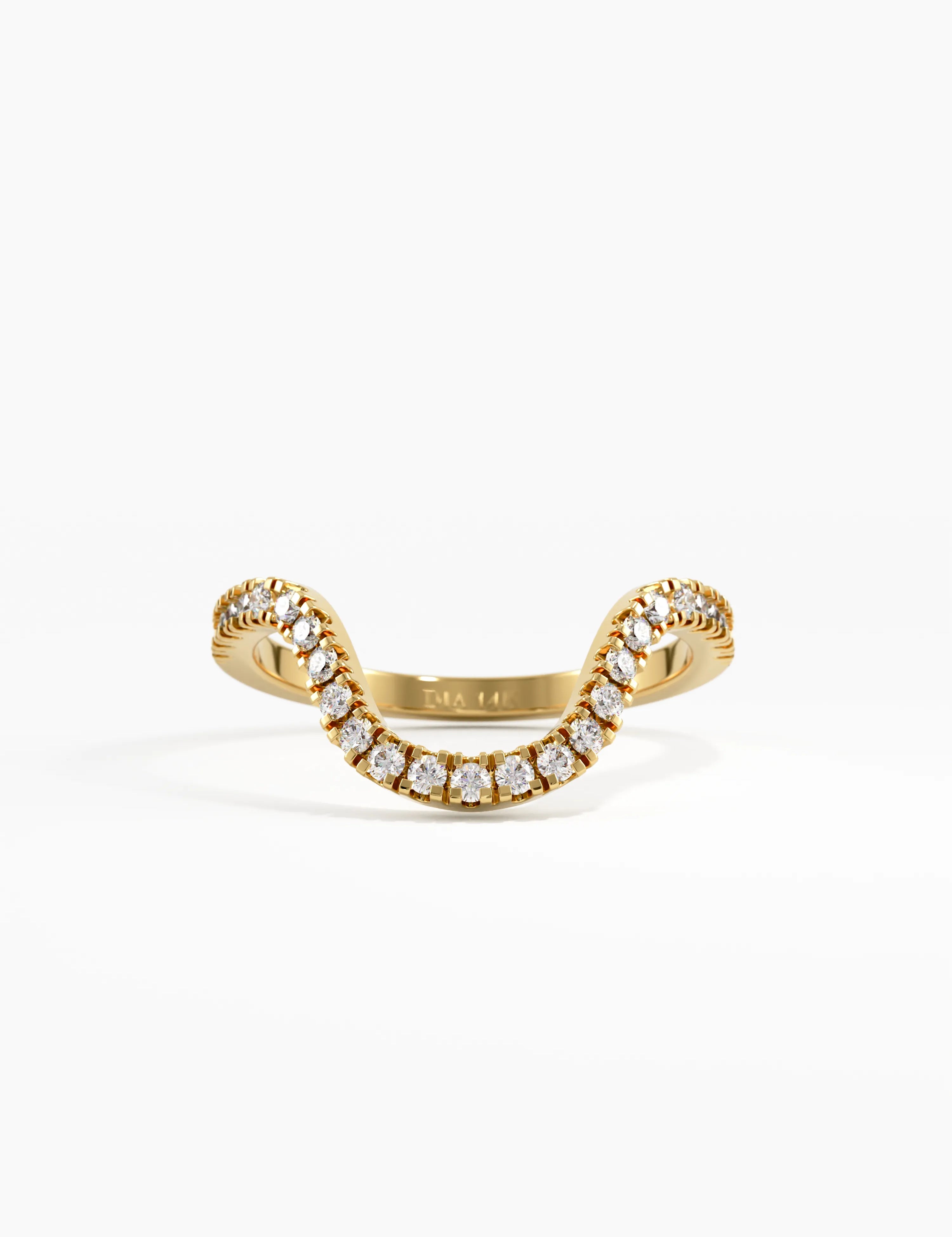 Pave Deep Curve Ring, solid gold ring | DiaFifth