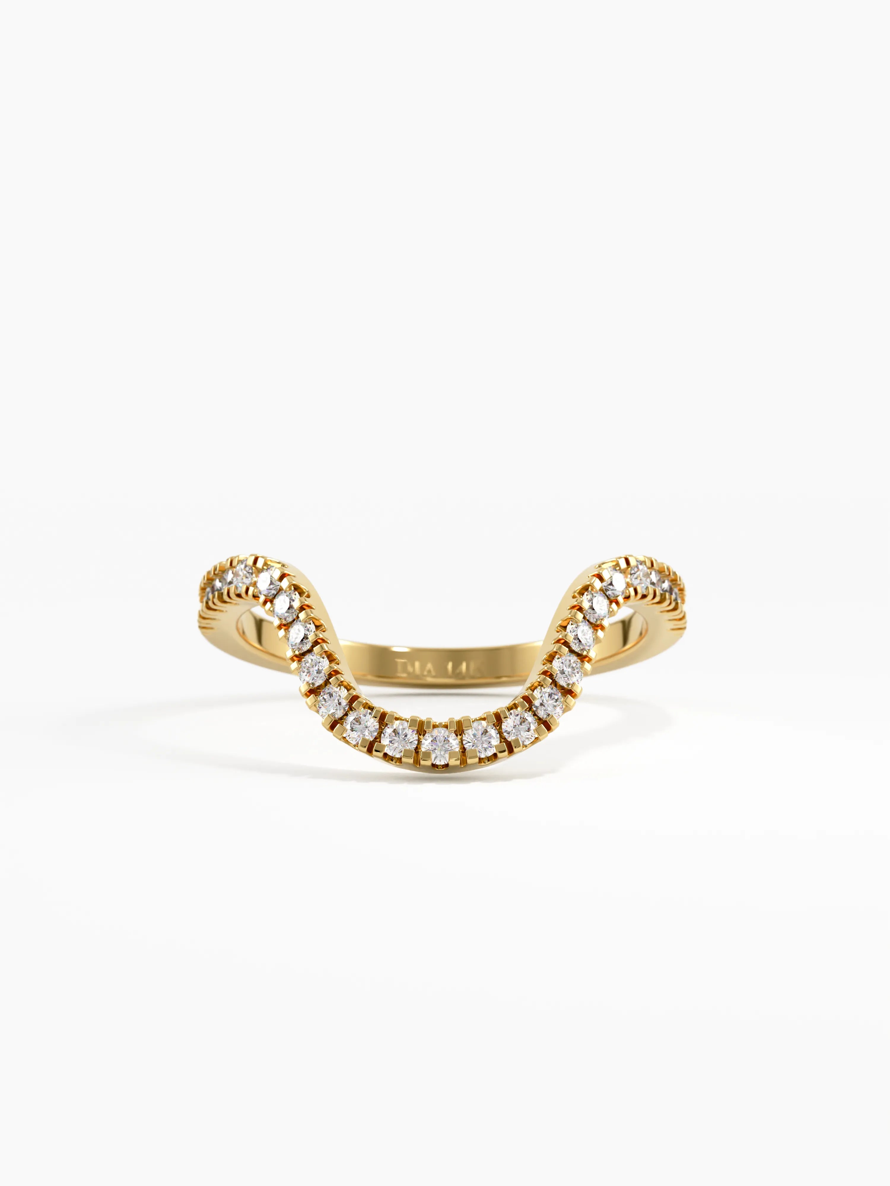 Pave Deep Curve Ring, solid gold ring | DiaFifth