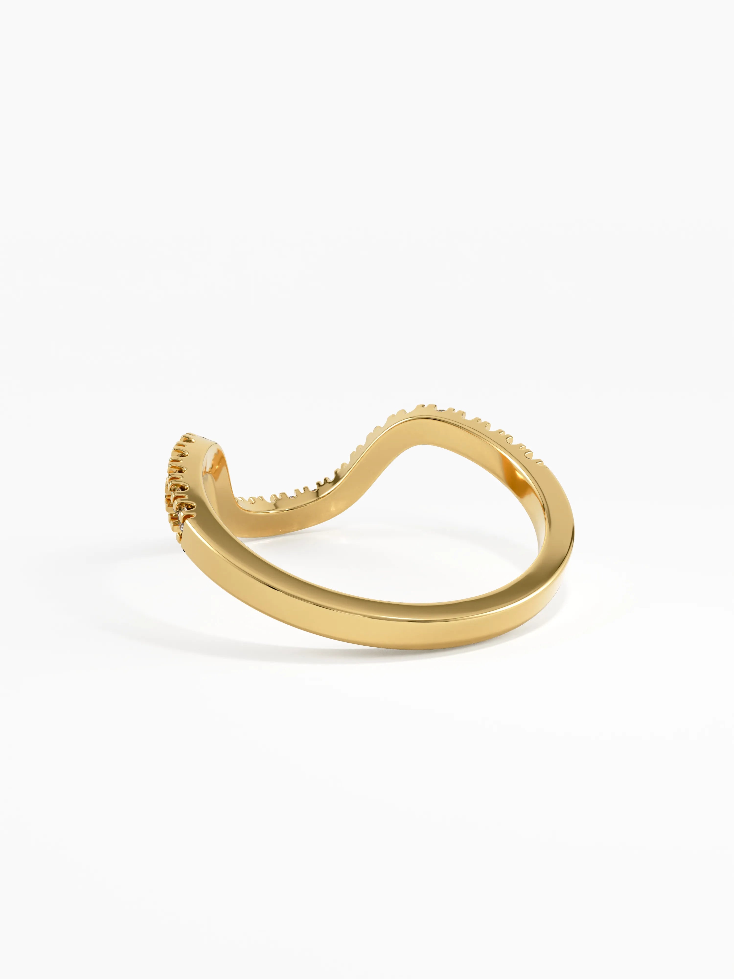 Pave Deep Curve Ring, solid gold ring, view 4 | DiaFifth