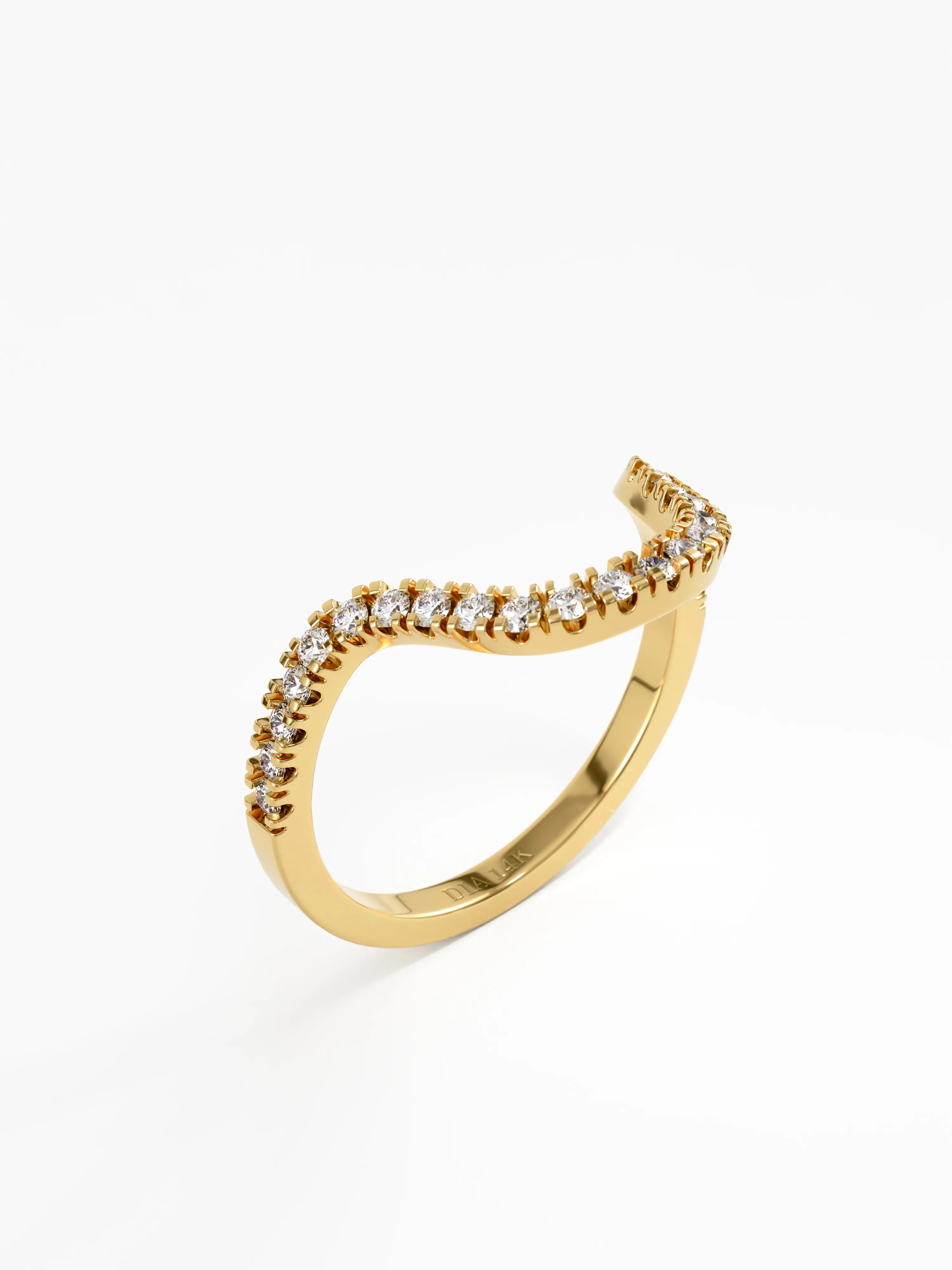 Pave Deep Curve Ring, solid gold ring, view 5 | DiaFifth
