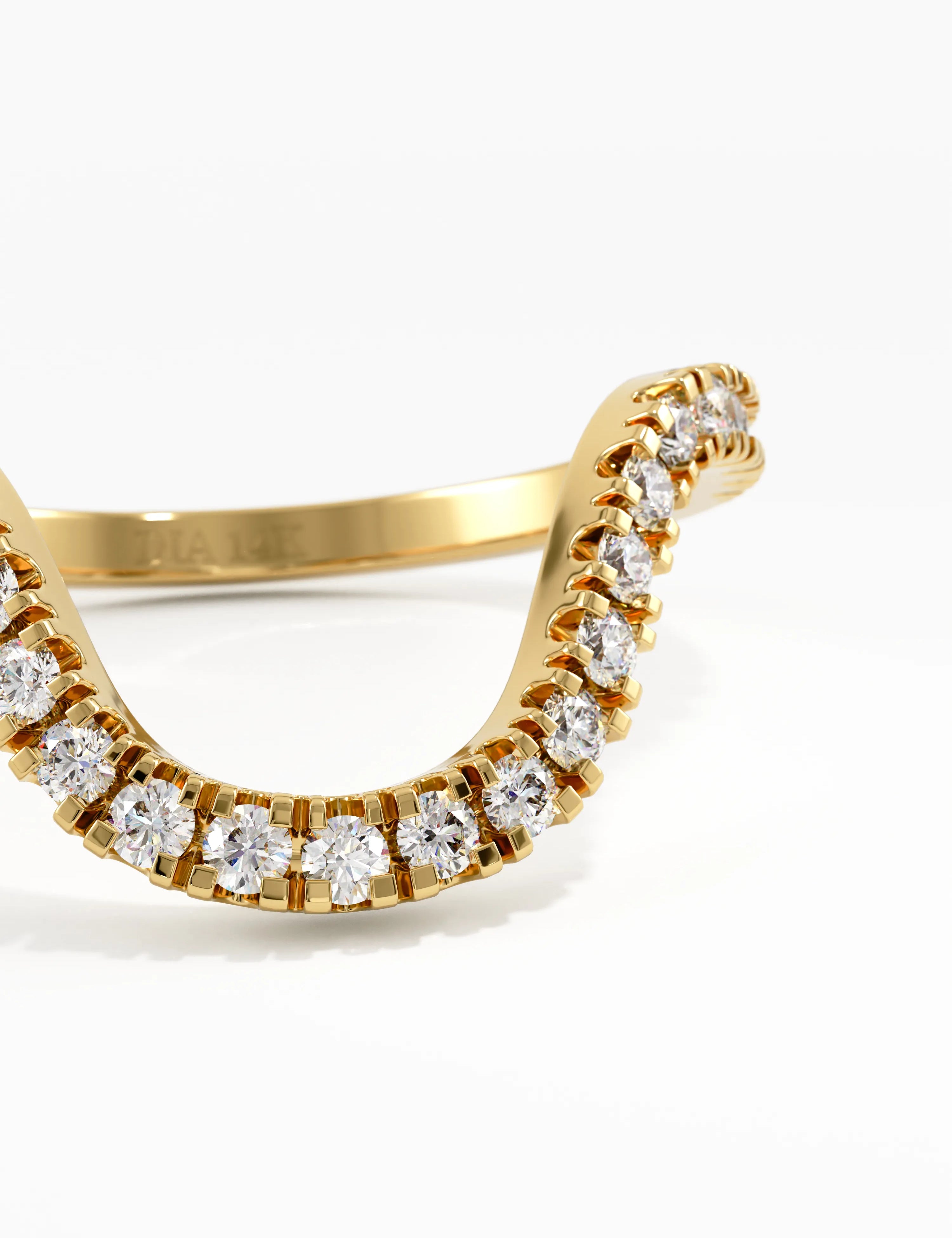 Pave Deep Curve Ring, solid gold ring, view 2 | DiaFifth