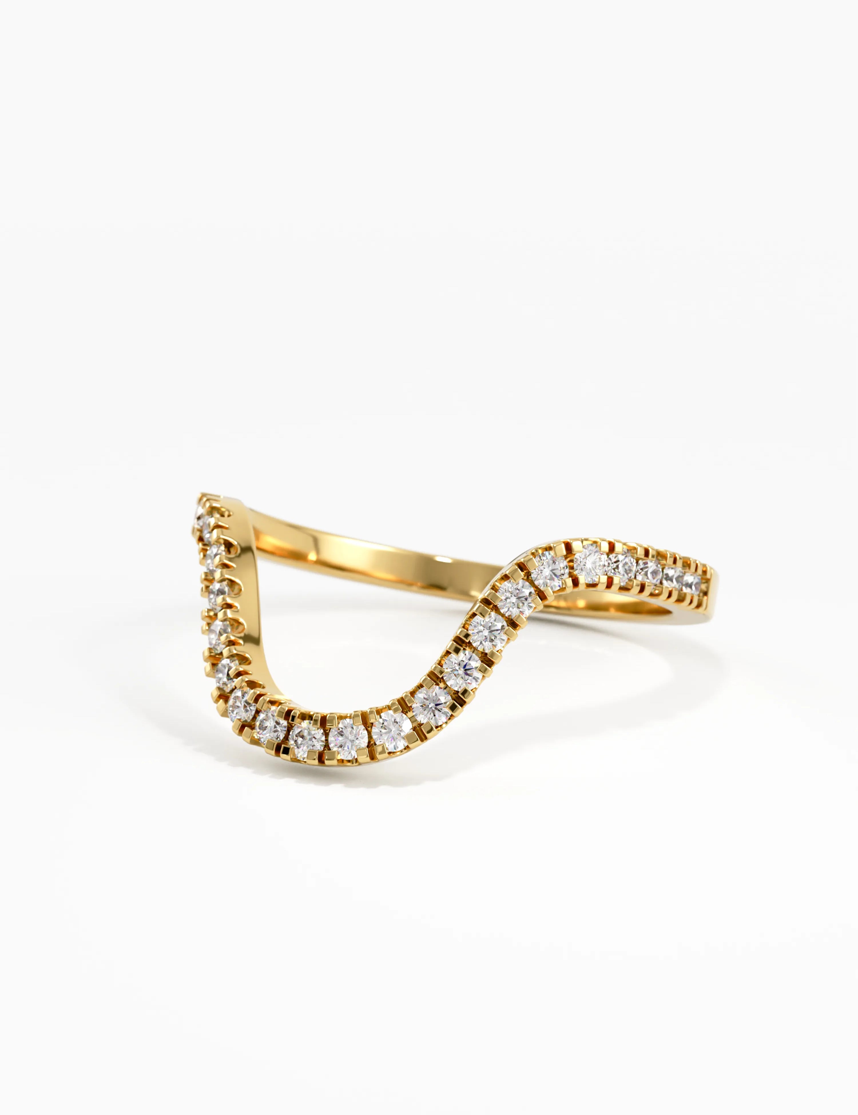 Pave Deep Curve Ring, solid gold ring, view 8 | DiaFifth