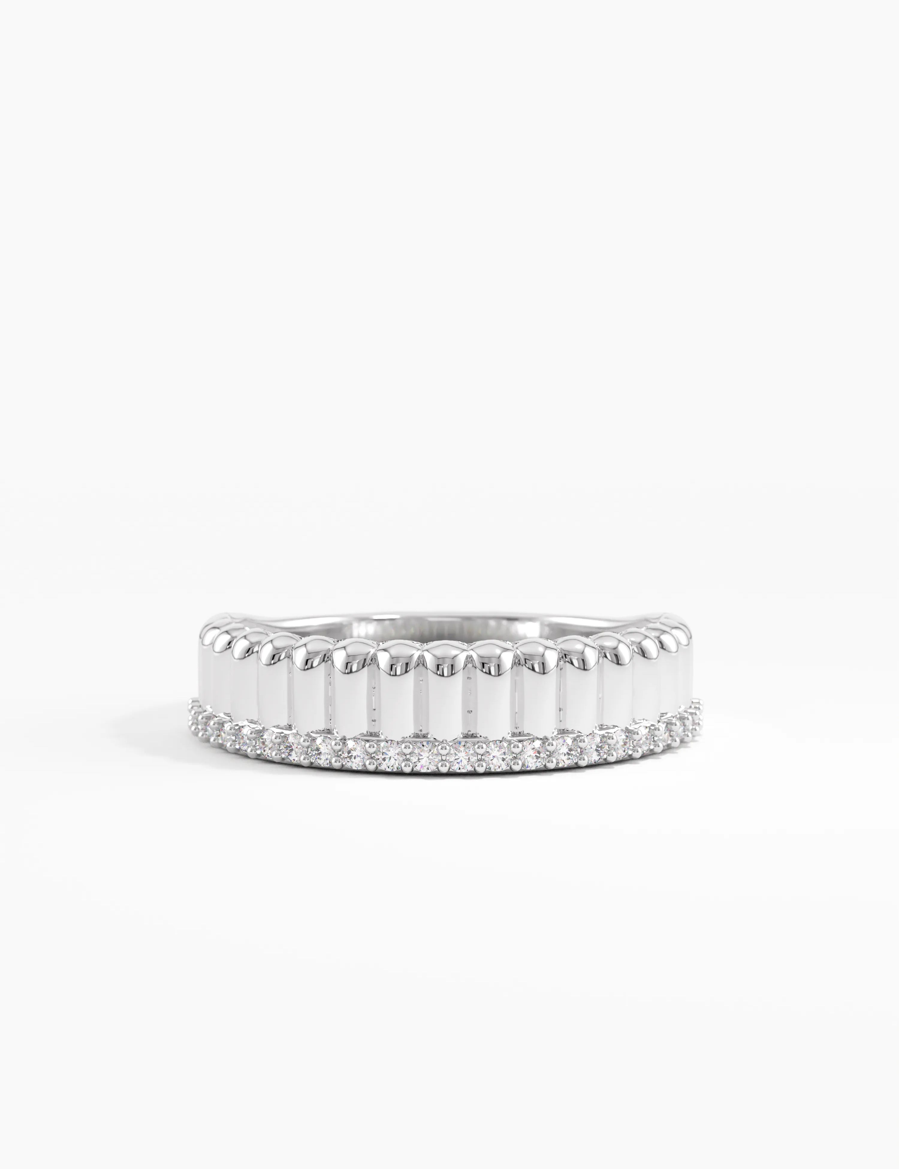 Ribbed Band Stacking Ring, solid gold ring, view 7 | DiaFifth