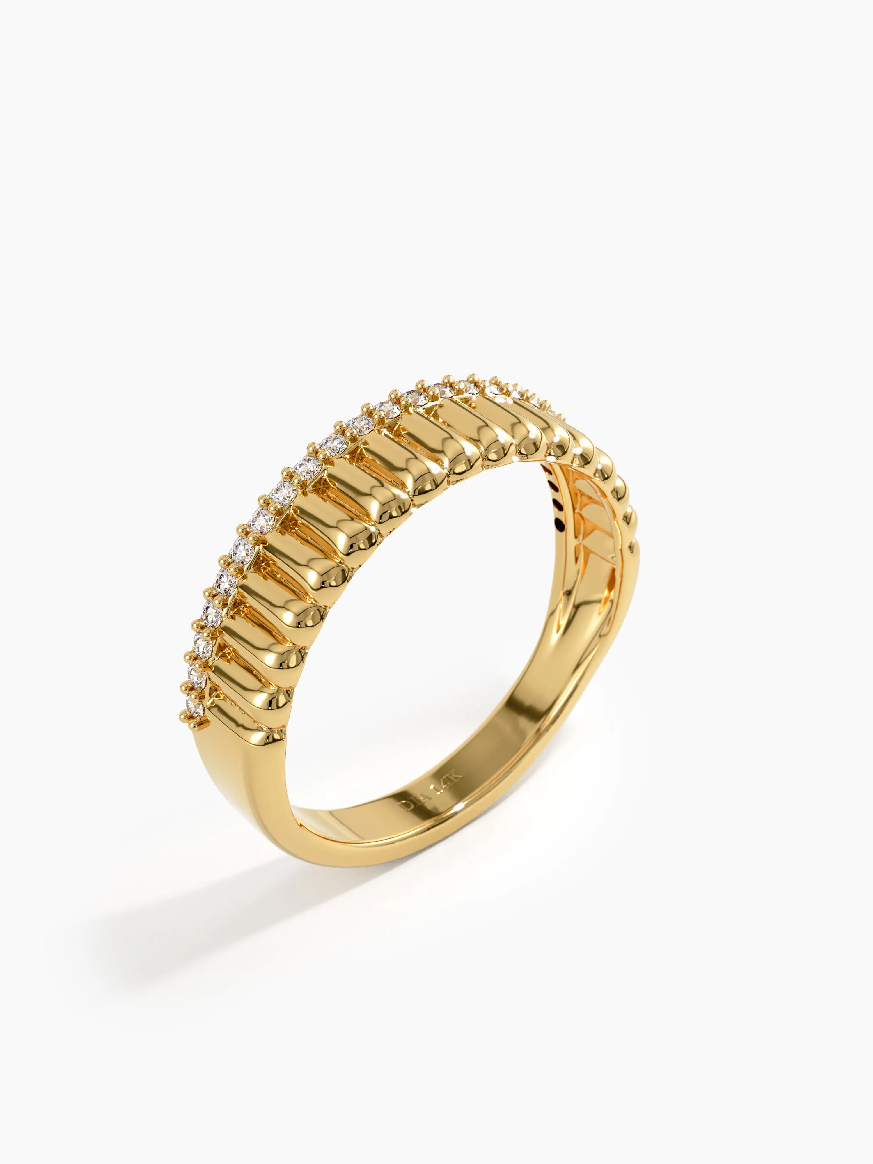 Ribbed Band Stacking Ring, solid gold ring, view 5 | DiaFifth