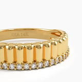 Ribbed Band Stacking Ring, solid gold ring, view 2 | DiaFifth