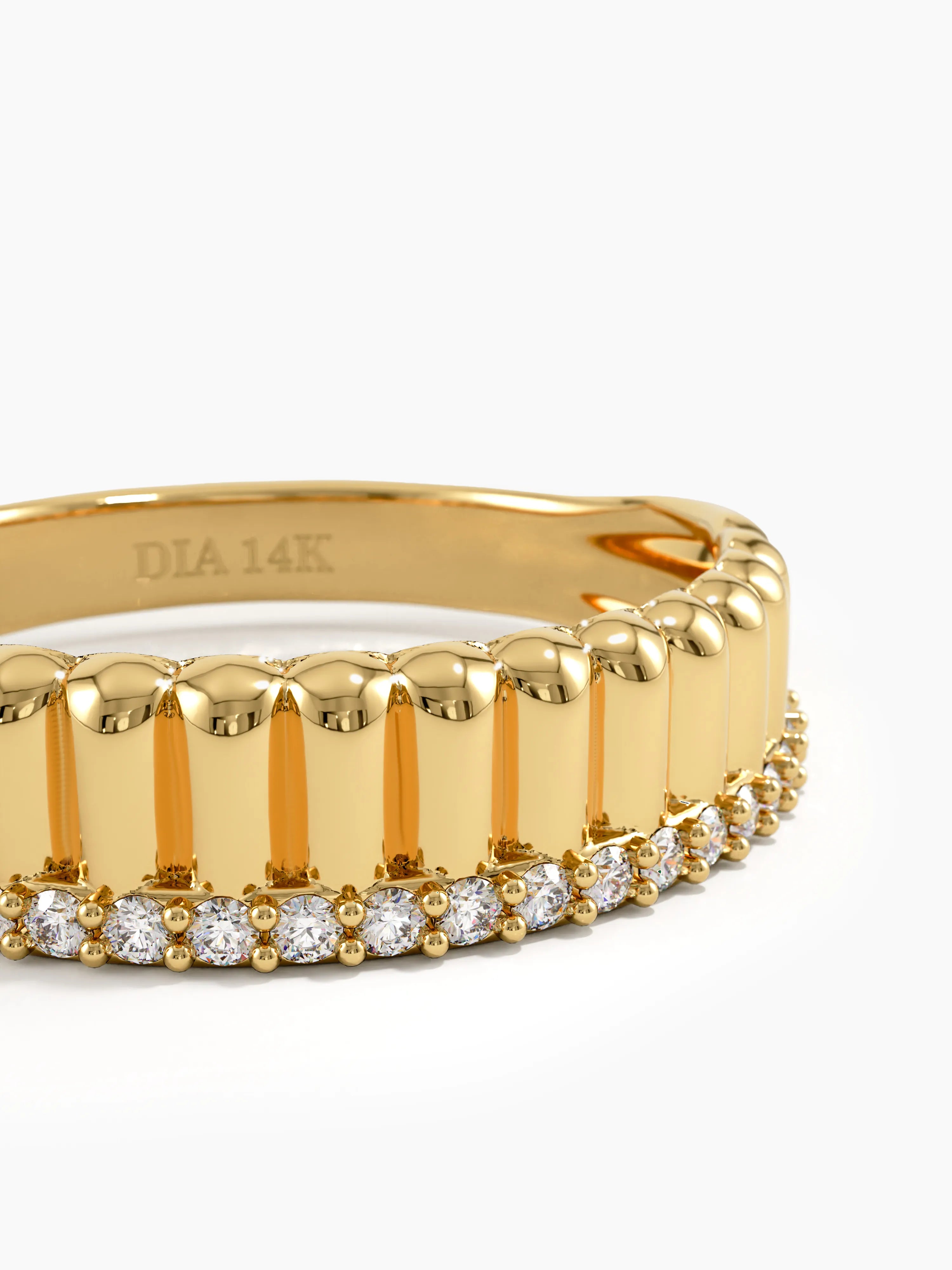 Ribbed Band Stacking Ring, solid gold ring, view 2 | DiaFifth