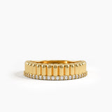 Ribbed Band Stacking Ring, solid gold ring | DiaFifth