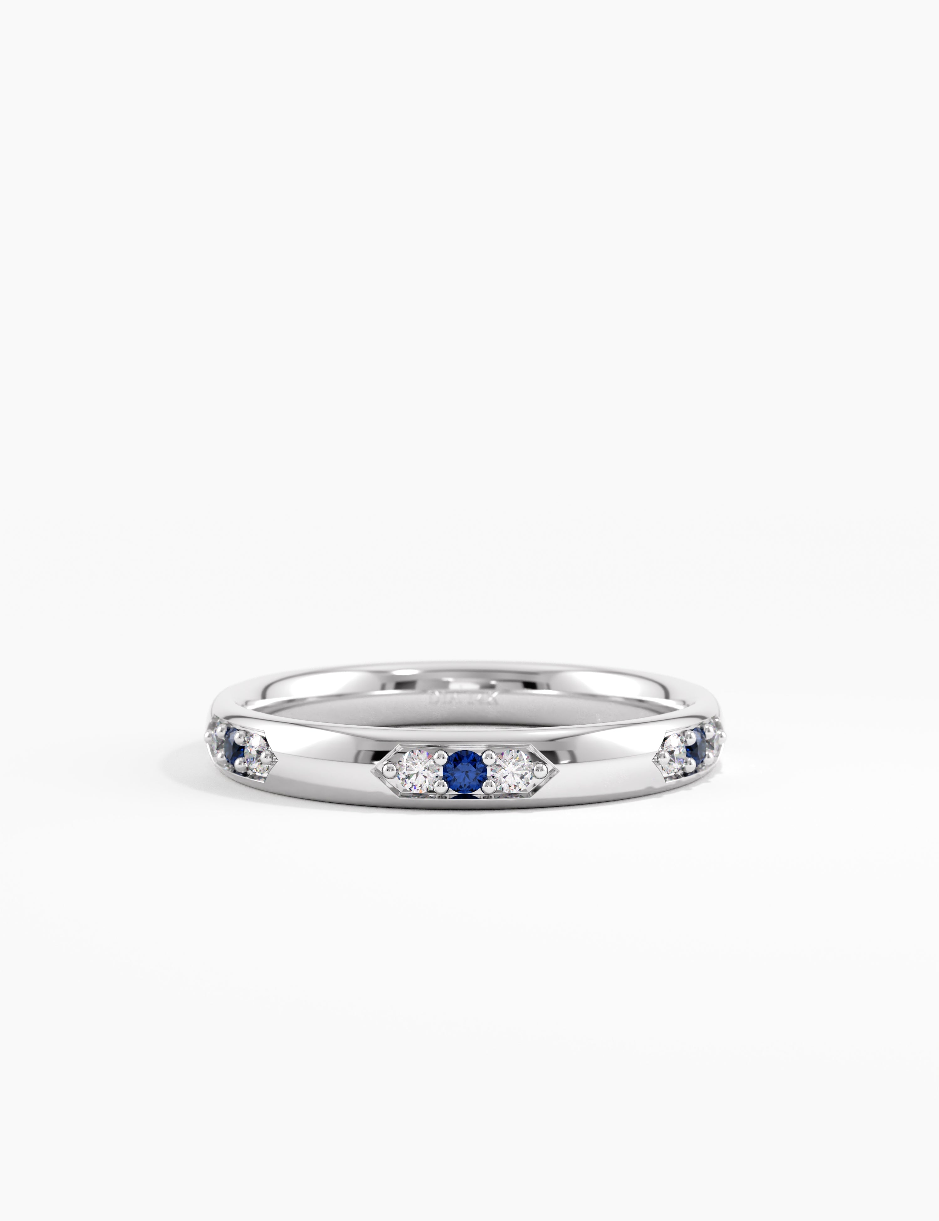 Tiny Sapphire Wedding Band, solid gold ring, view 7 | DiaFifth