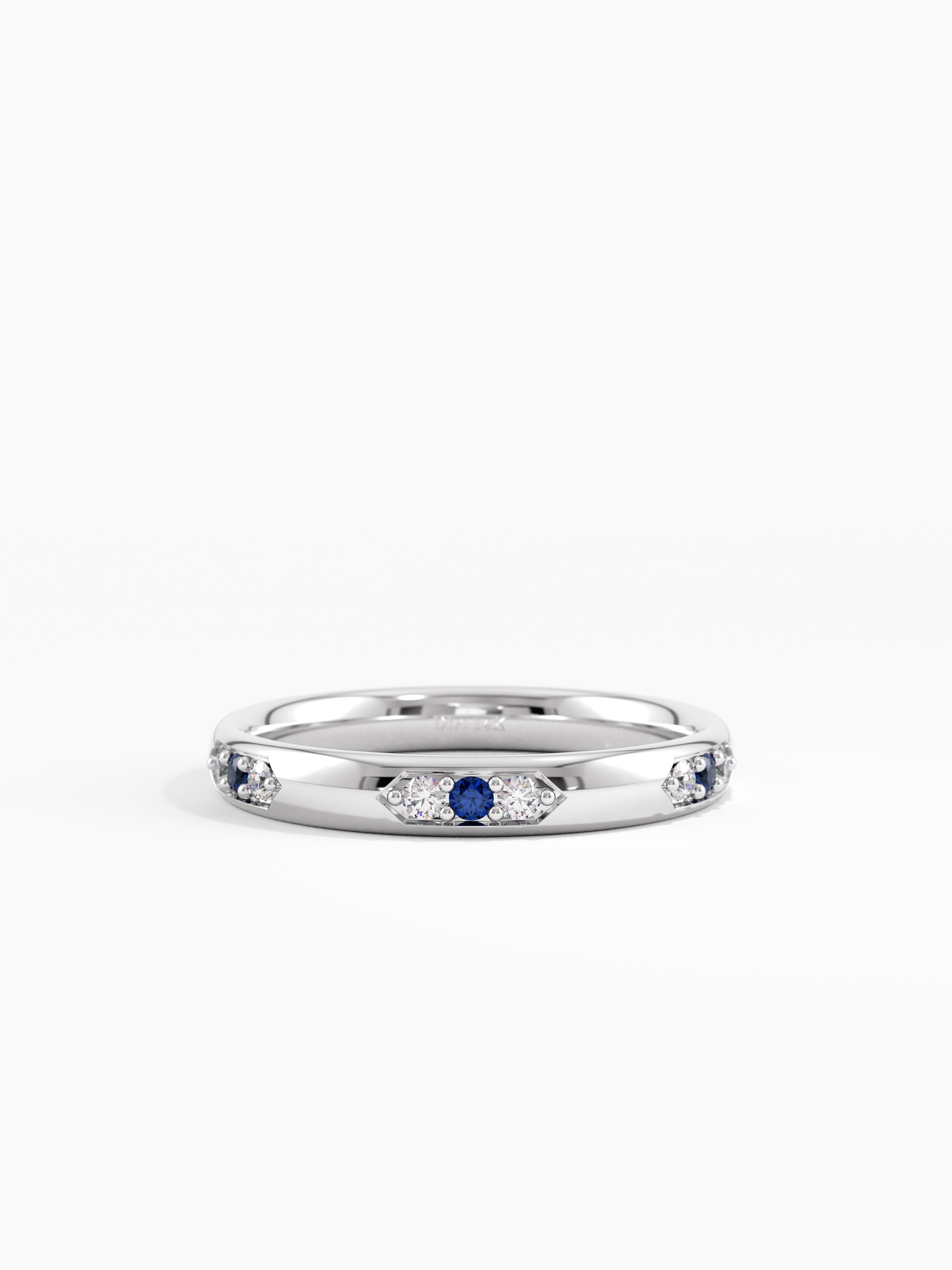Tiny Sapphire Wedding Band, solid gold ring, view 7 | DiaFifth