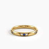 Tiny Sapphire Wedding Band, solid gold ring | DiaFifth