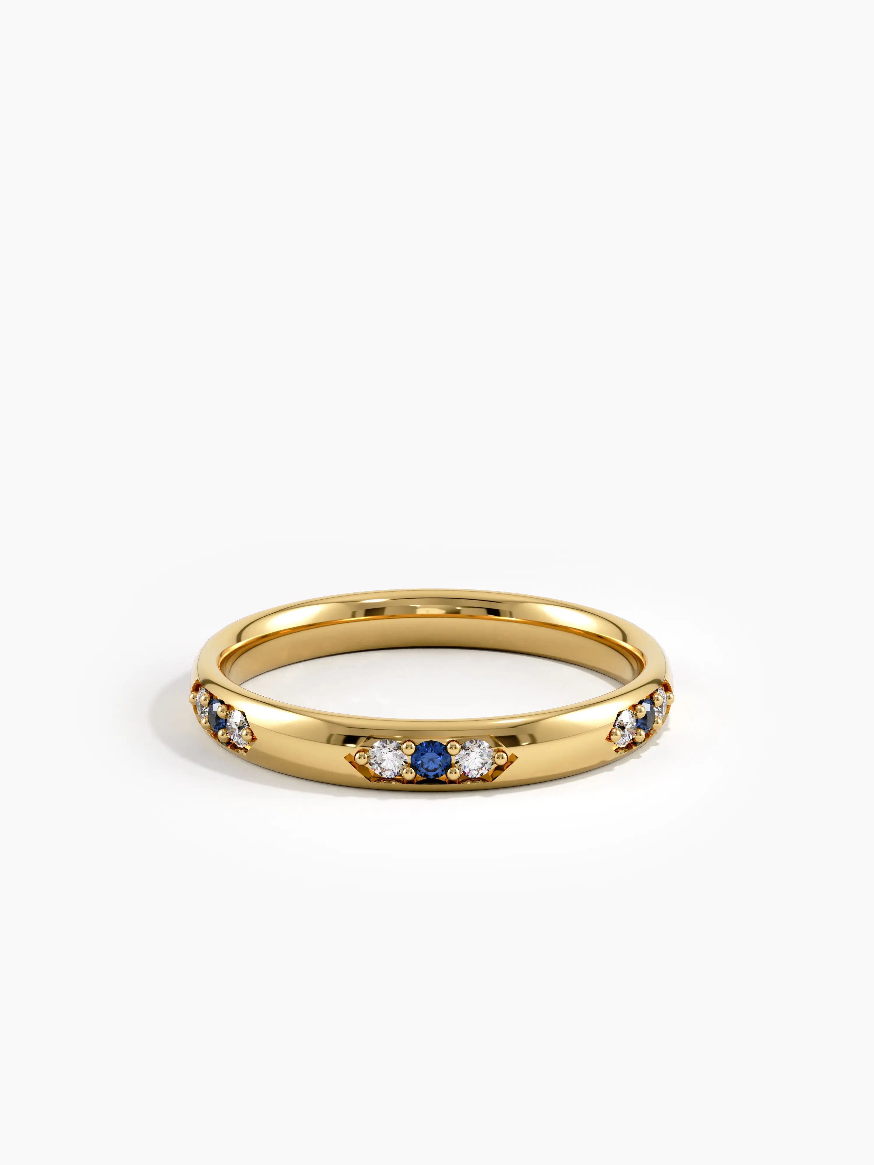 Tiny Sapphire Wedding Band, solid gold ring | DiaFifth