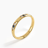 Tiny Sapphire Wedding Band, solid gold ring, view 5 | DiaFifth