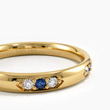 Tiny Sapphire Wedding Band, solid gold ring, view 2 | DiaFifth