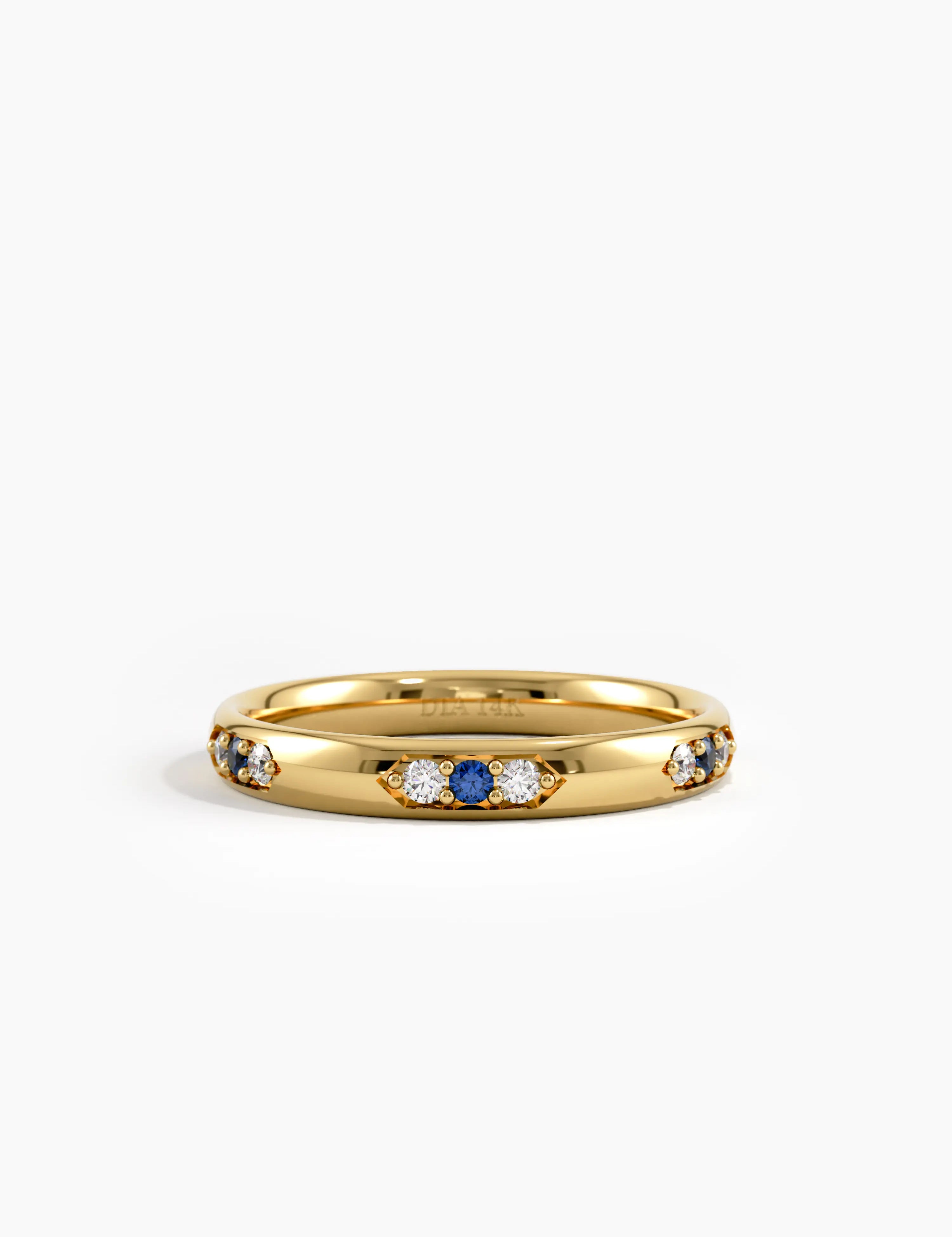 Tiny Sapphire Wedding Band, solid gold ring, view 8 | DiaFifth