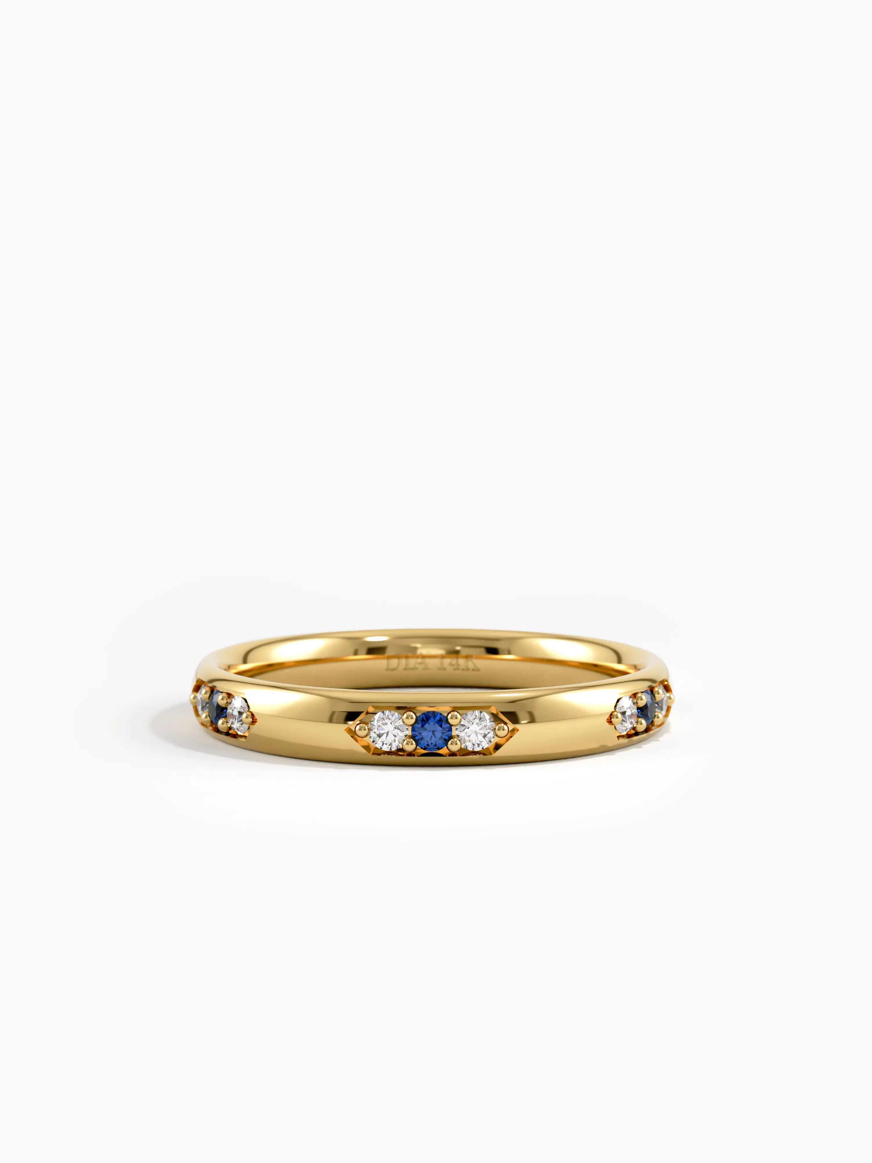 Tiny Sapphire Wedding Band, solid gold ring, view 8 | DiaFifth