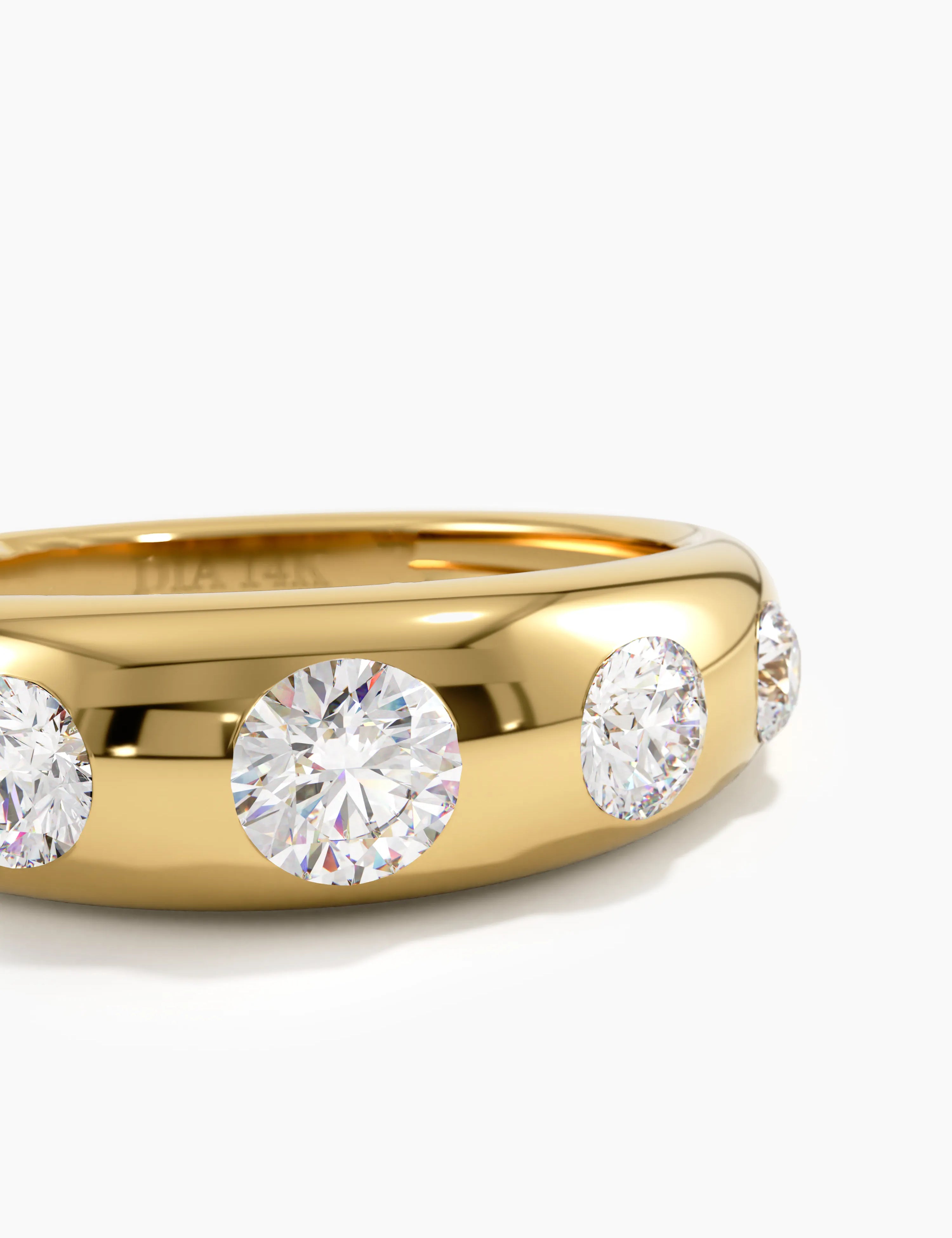 5 Stone Dome Ring, solid gold ring, view 2 | DiaFifth