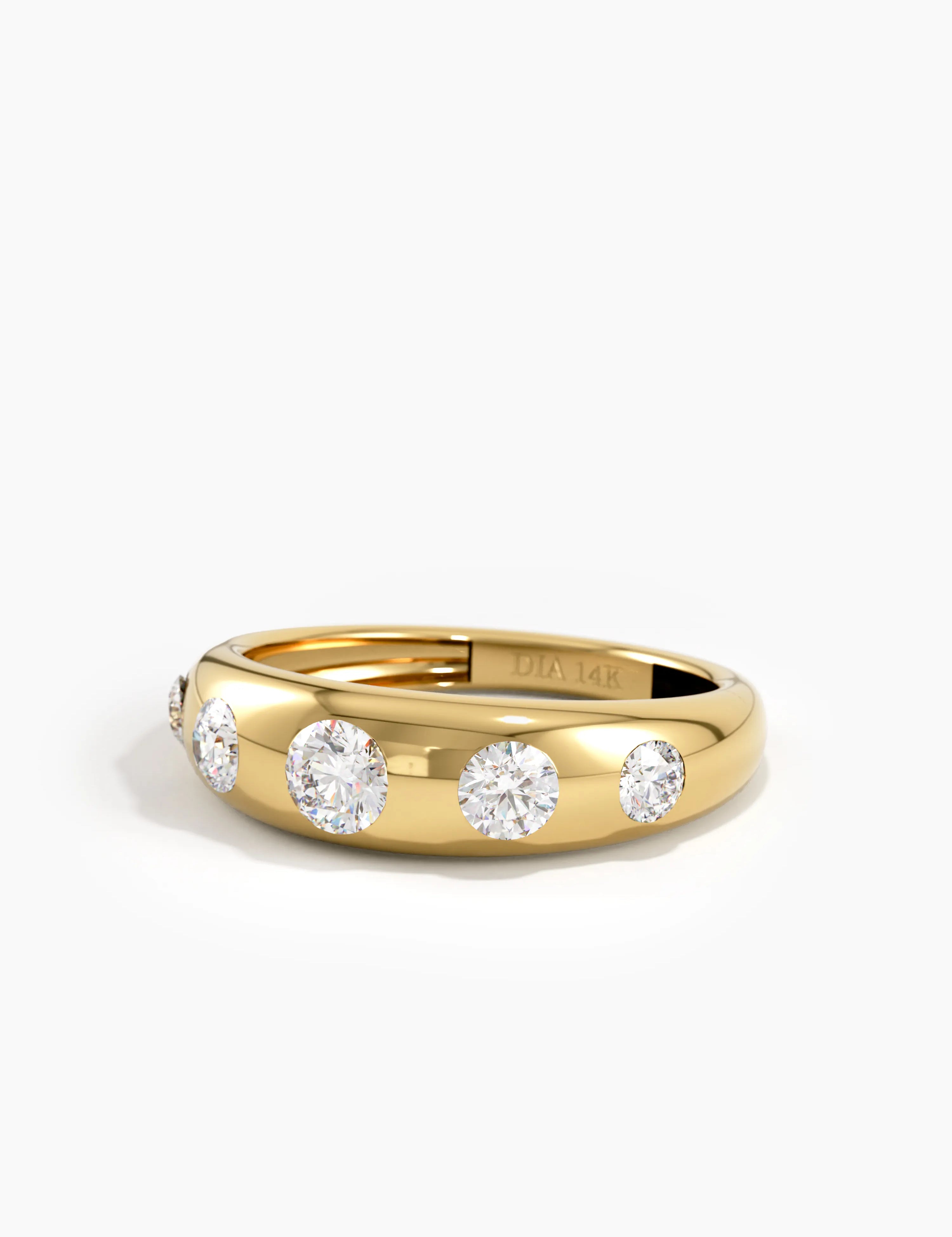 5 Stone Dome Ring, solid gold ring, view 4 | DiaFifth