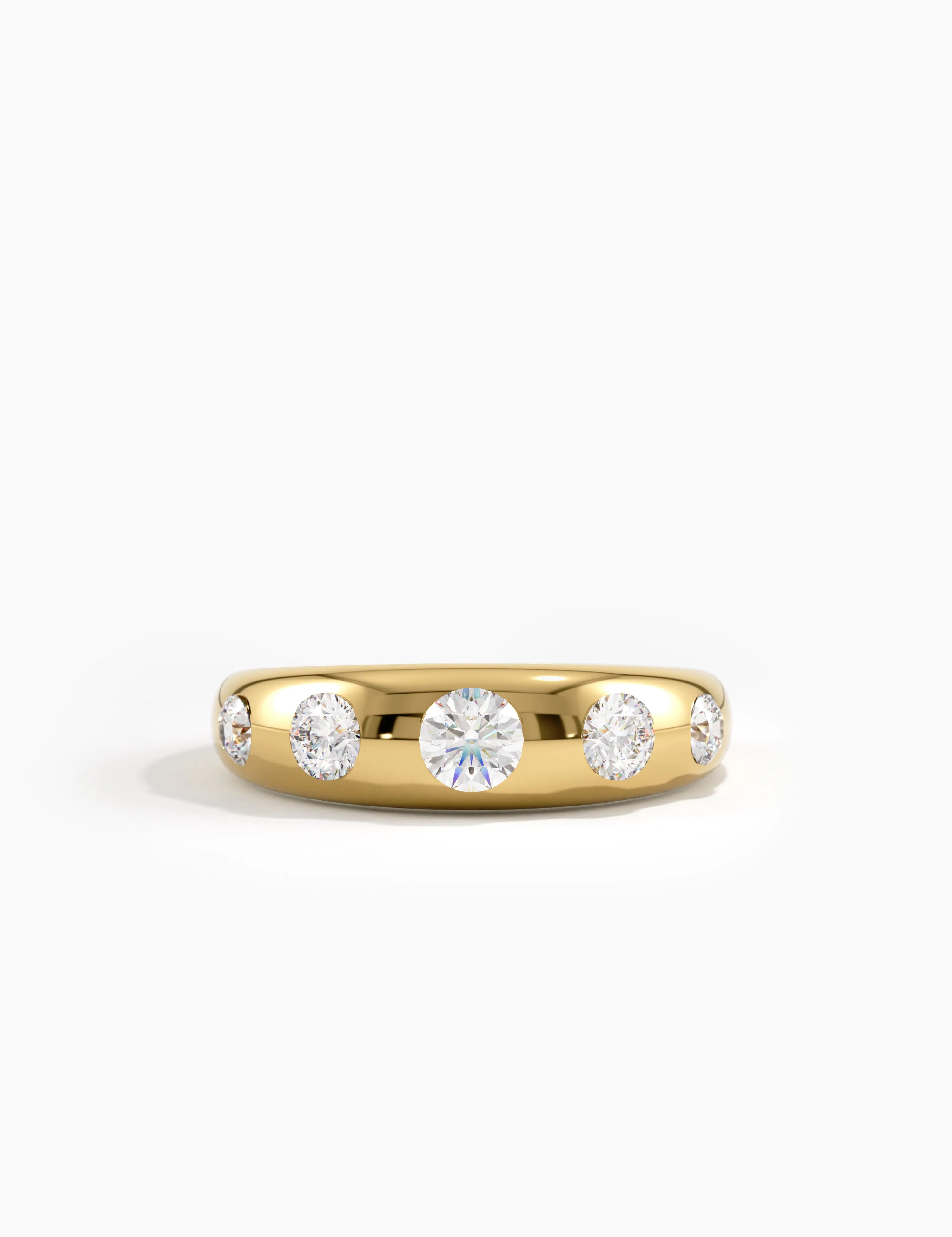5 Stone Dome Ring, solid gold ring | DiaFifth