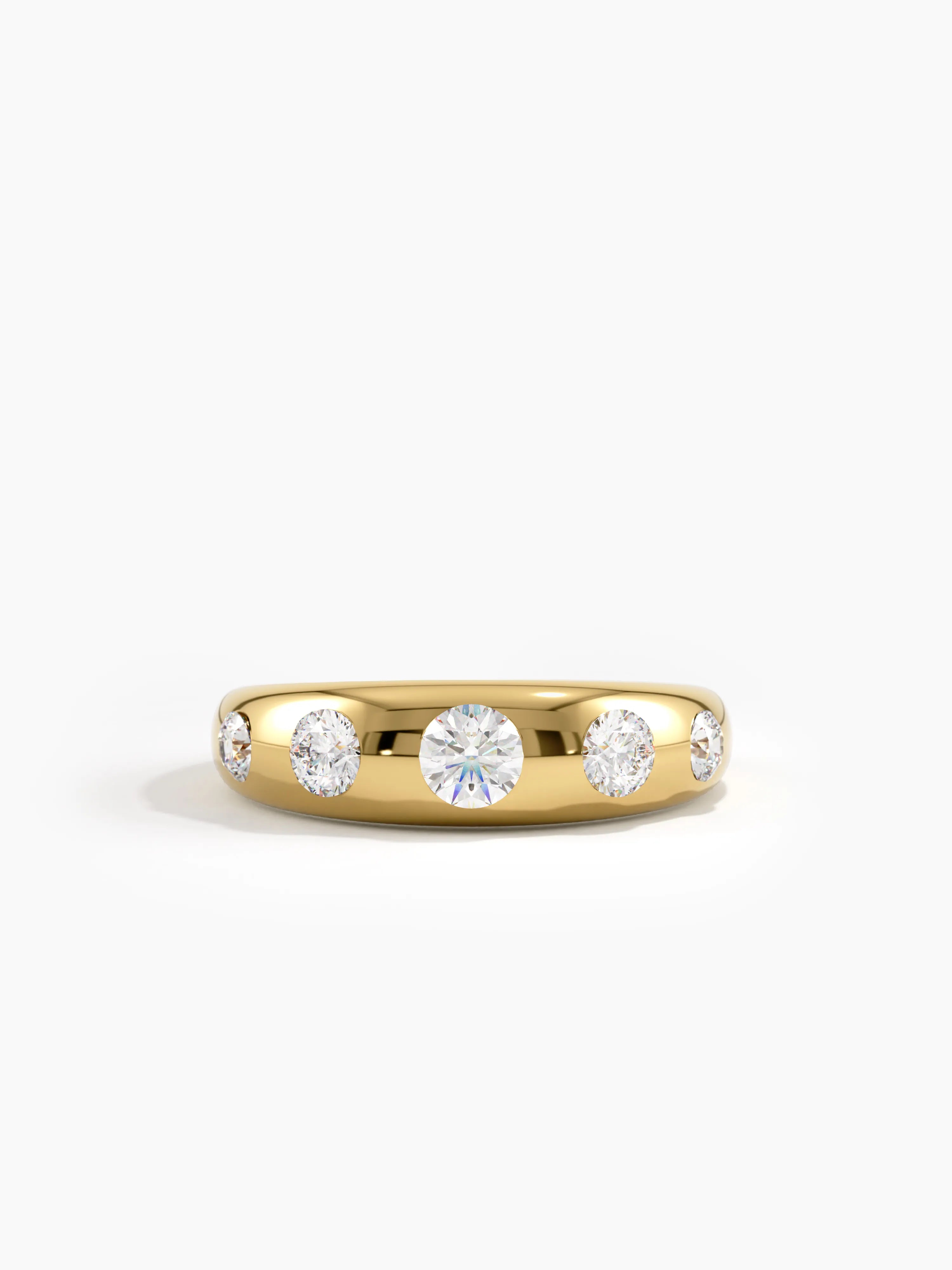 5 Stone Dome Ring, solid gold ring | DiaFifth