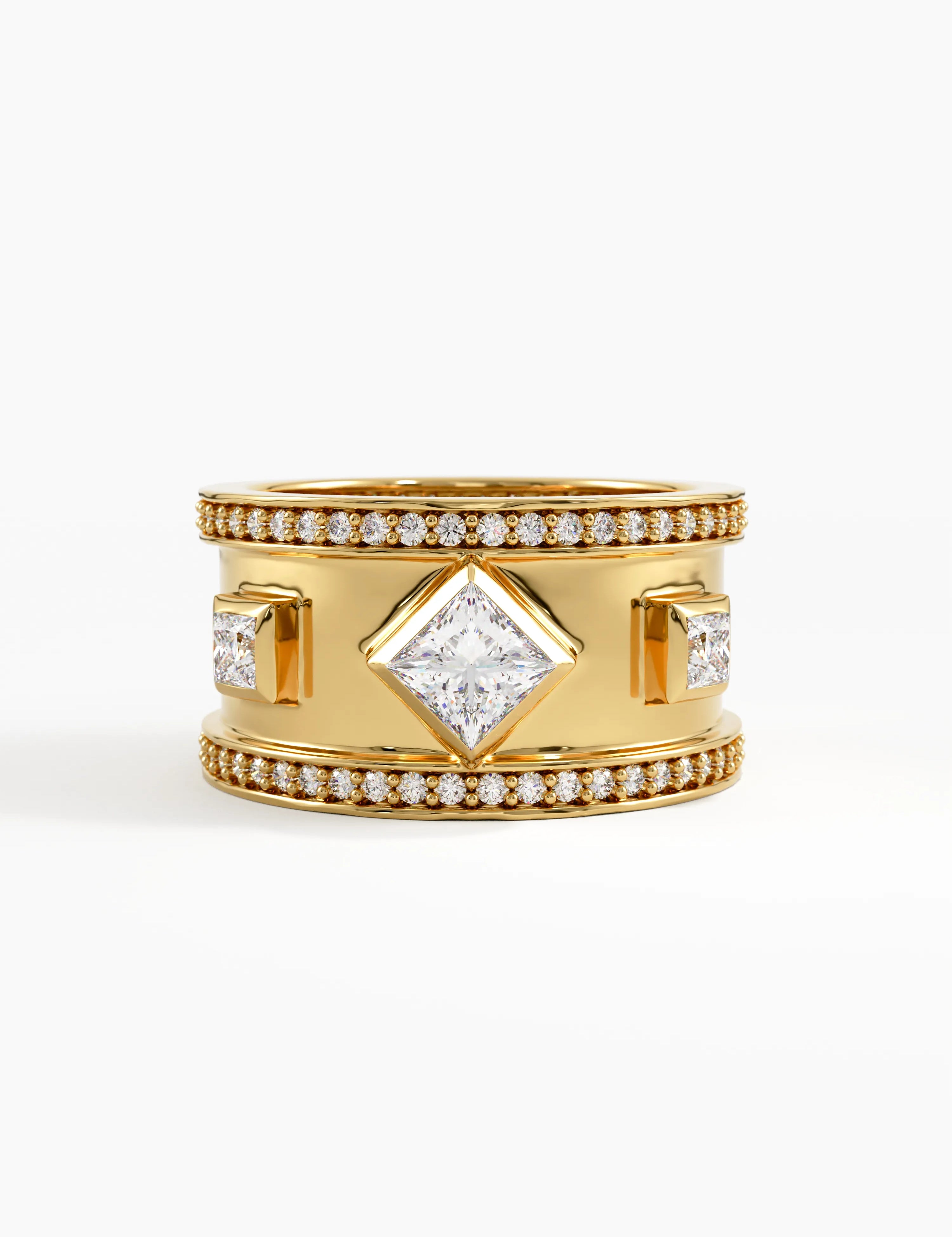 Cigar Wedding Band, solid gold ring | DiaFifth