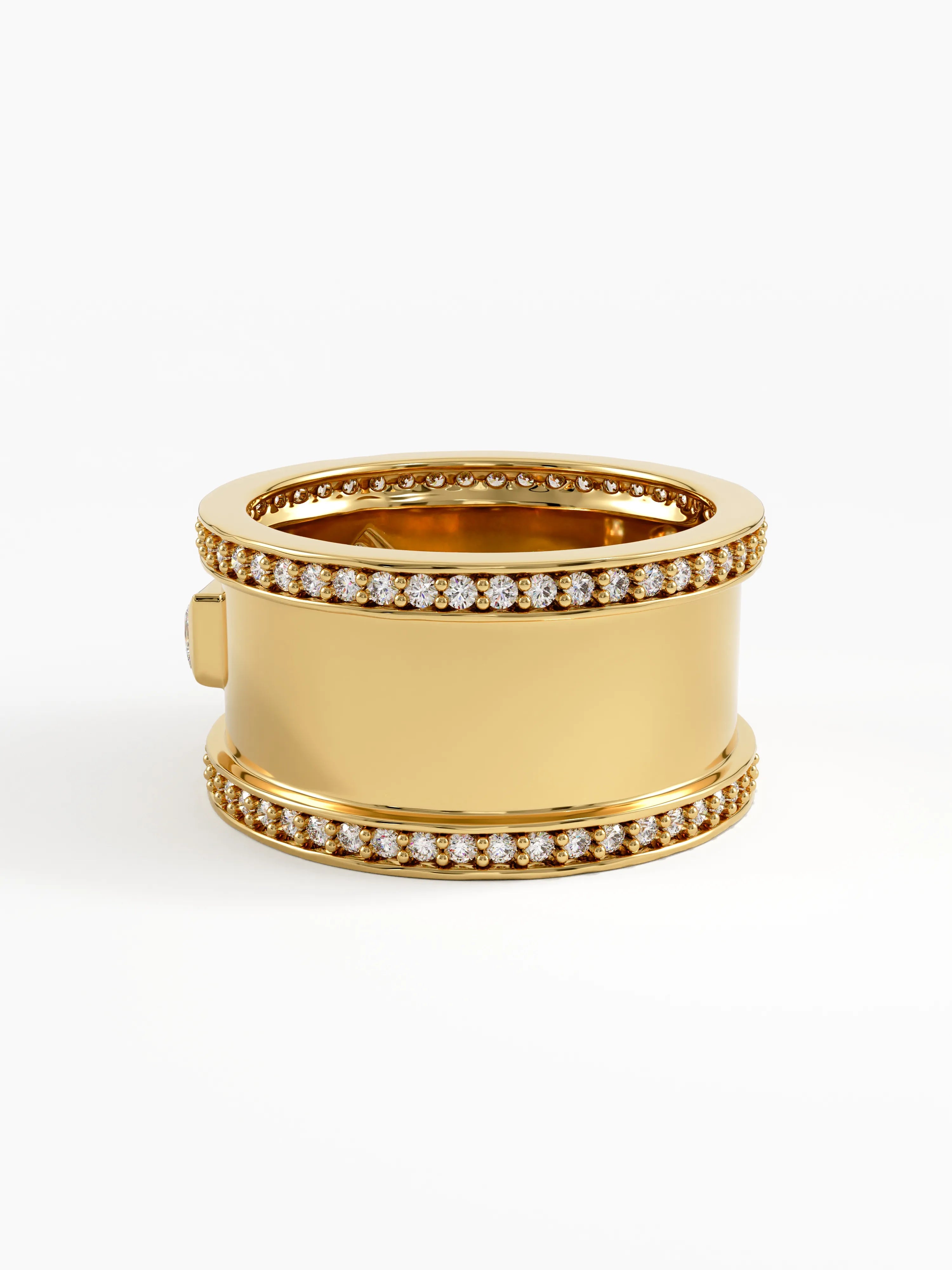 Cigar Wedding Band, solid gold ring, view 4 | DiaFifth