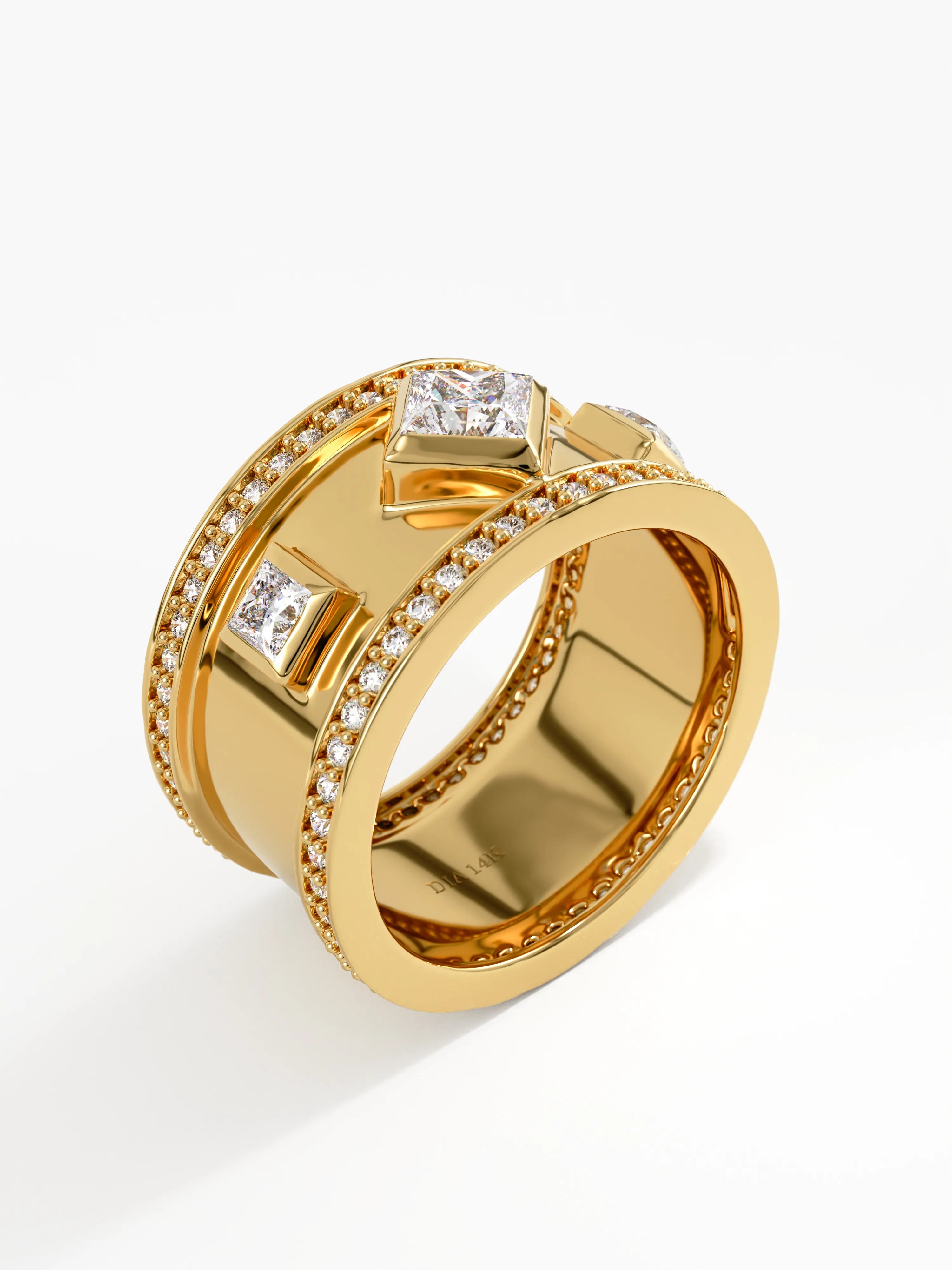 Cigar Wedding Band, solid gold ring, view 5 | DiaFifth