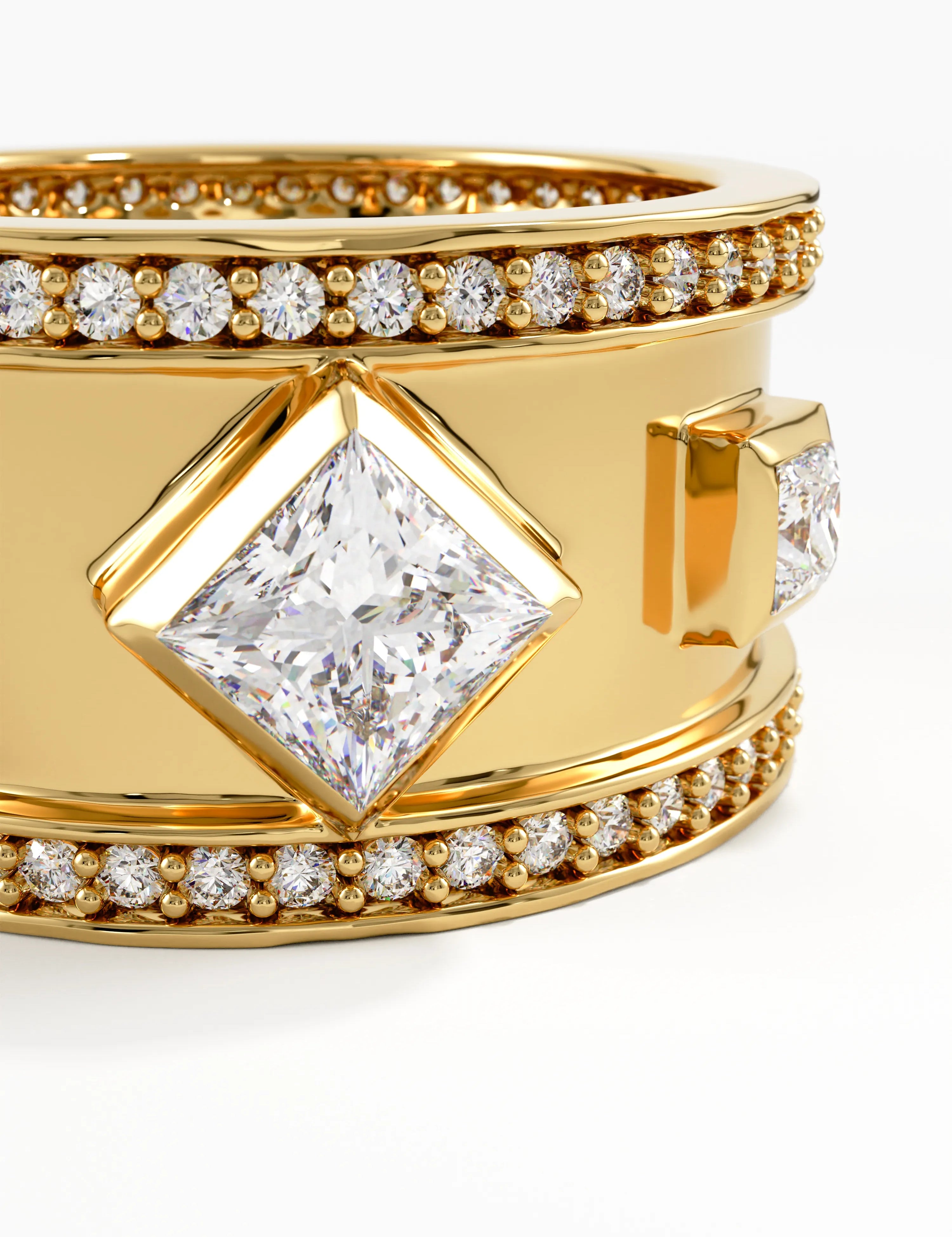 Cigar Wedding Band, solid gold ring, view 2 | DiaFifth