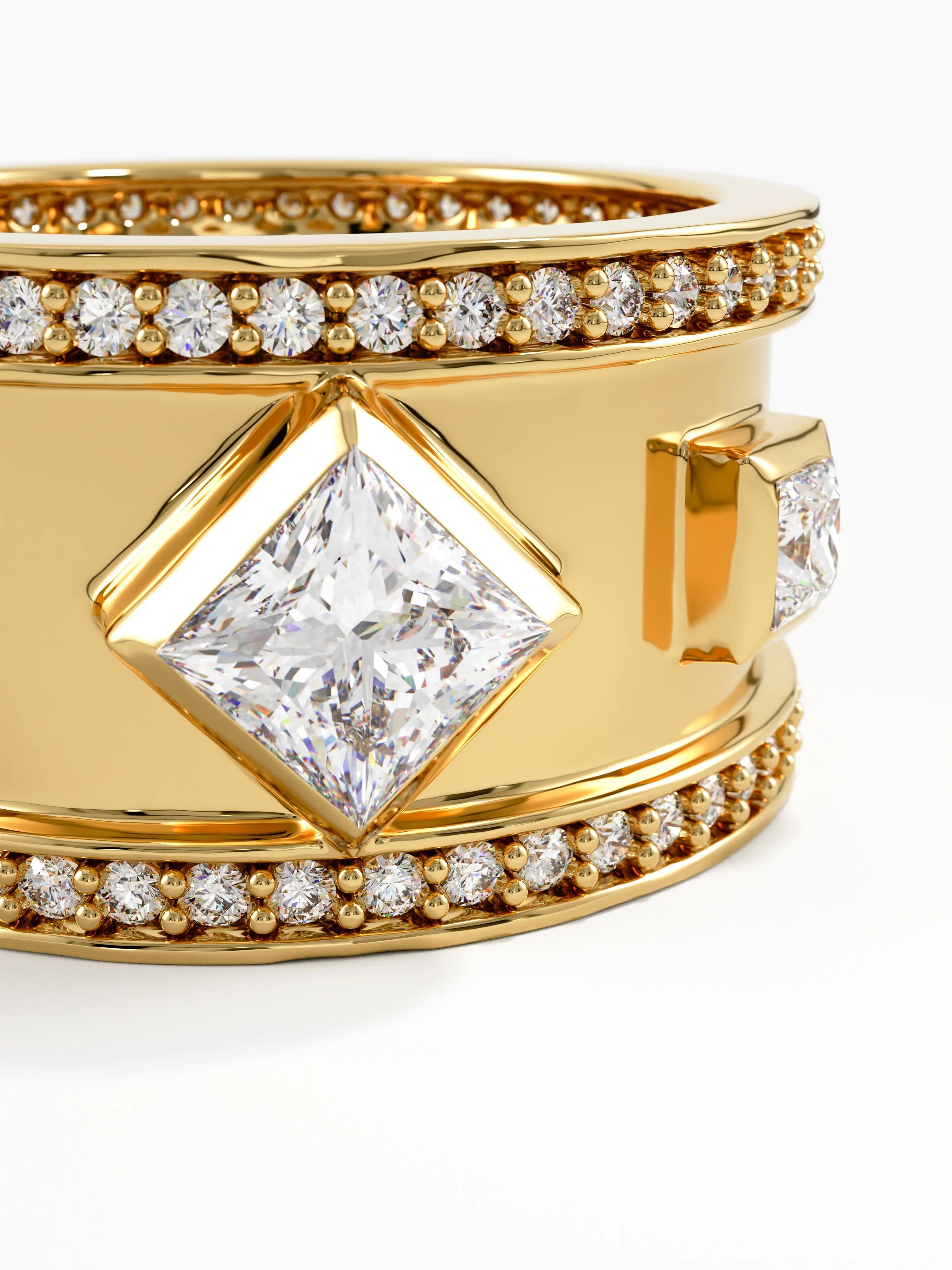 Cigar Wedding Band, solid gold ring, view 2 | DiaFifth