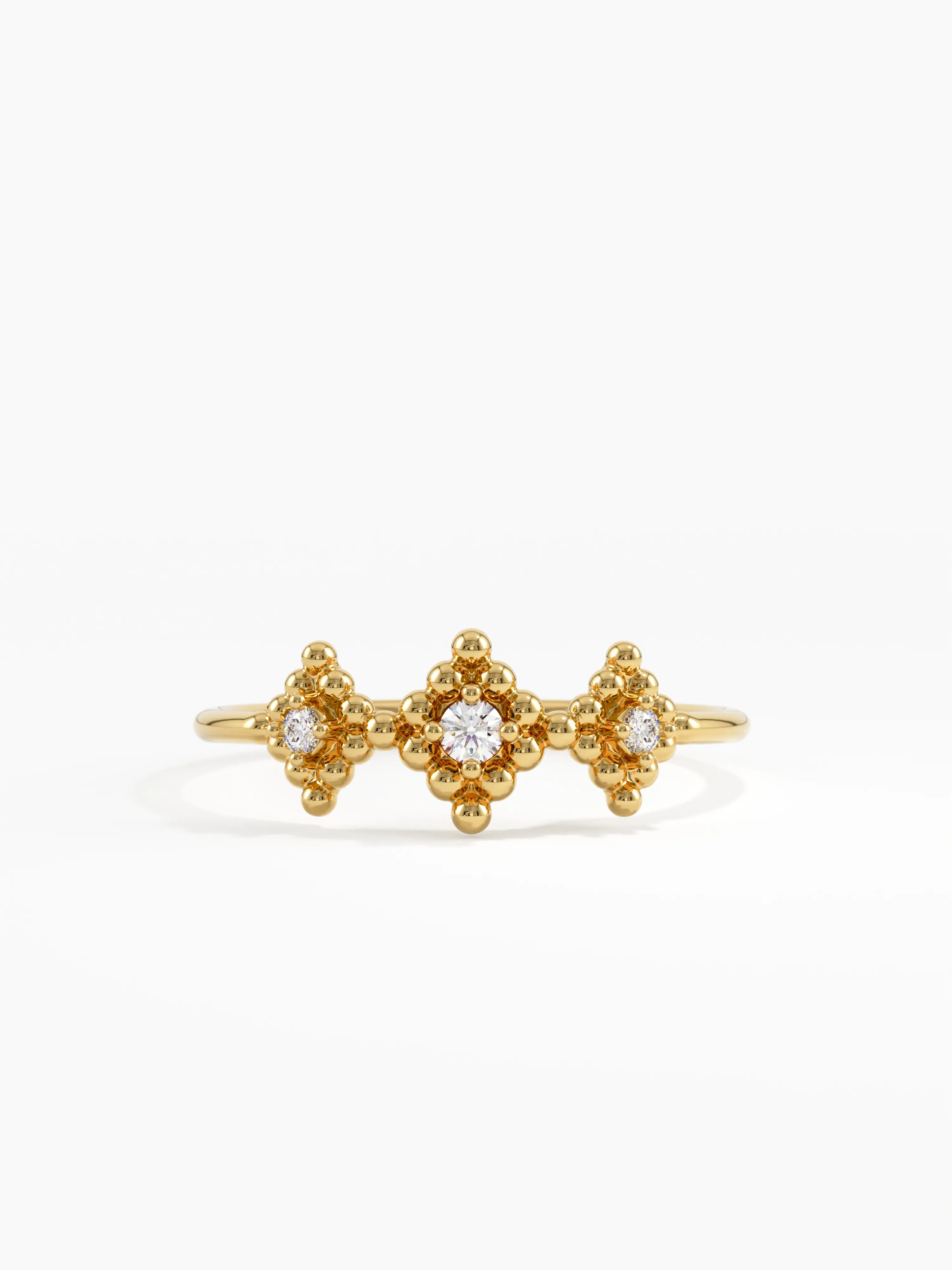 Lab Diamond Trio Ring, solid gold ring | DiaFifth