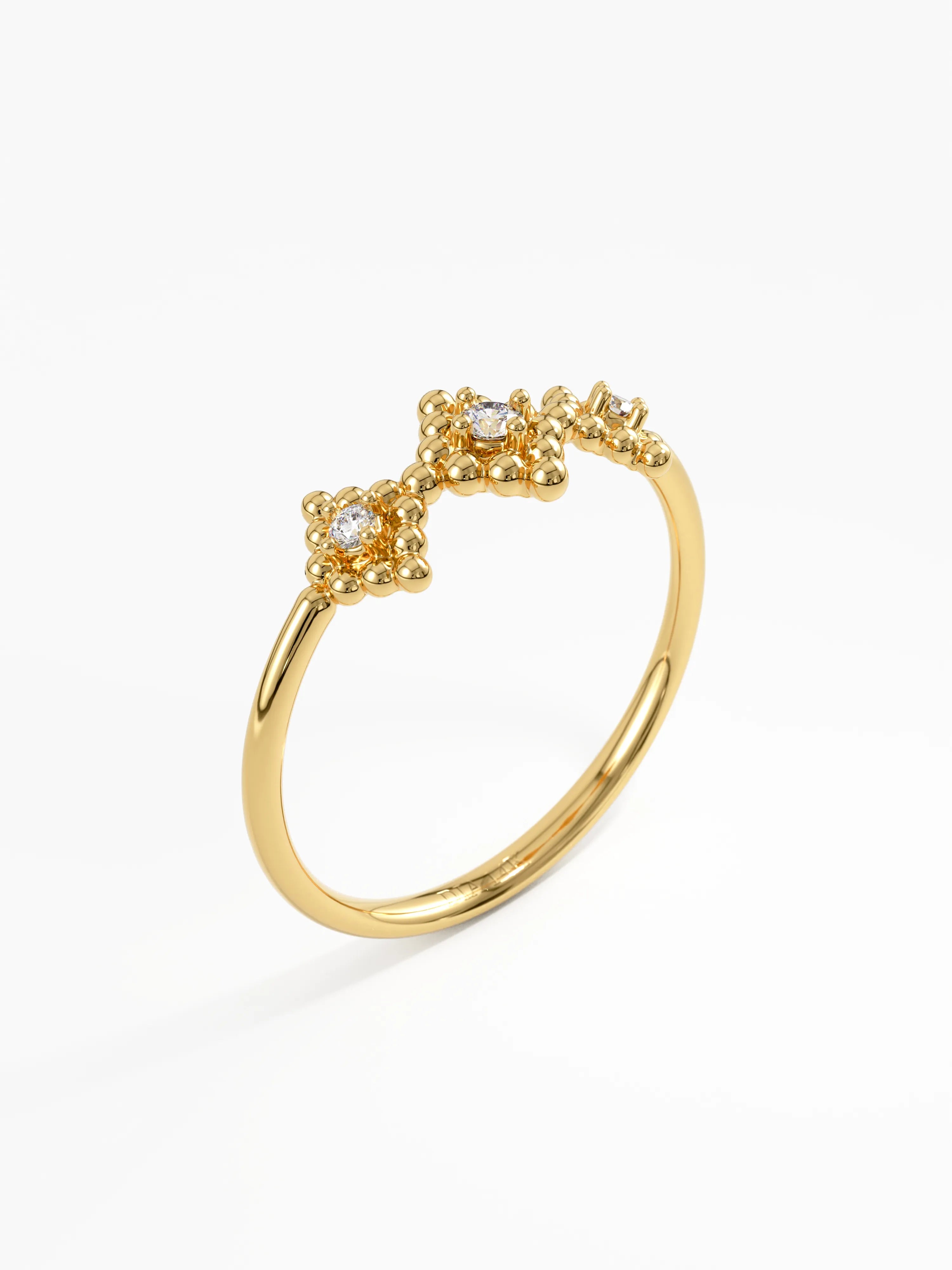 Lab Diamond Trio Ring, solid gold ring, view 5 | DiaFifth